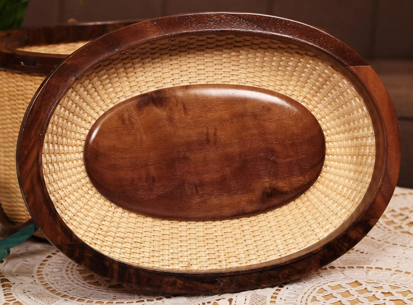 Nantucket Style Basket Picnic Basket Rattan Handmade Products Woven Sewing Storage Basket Two Swing Handles Tote Bag for Women