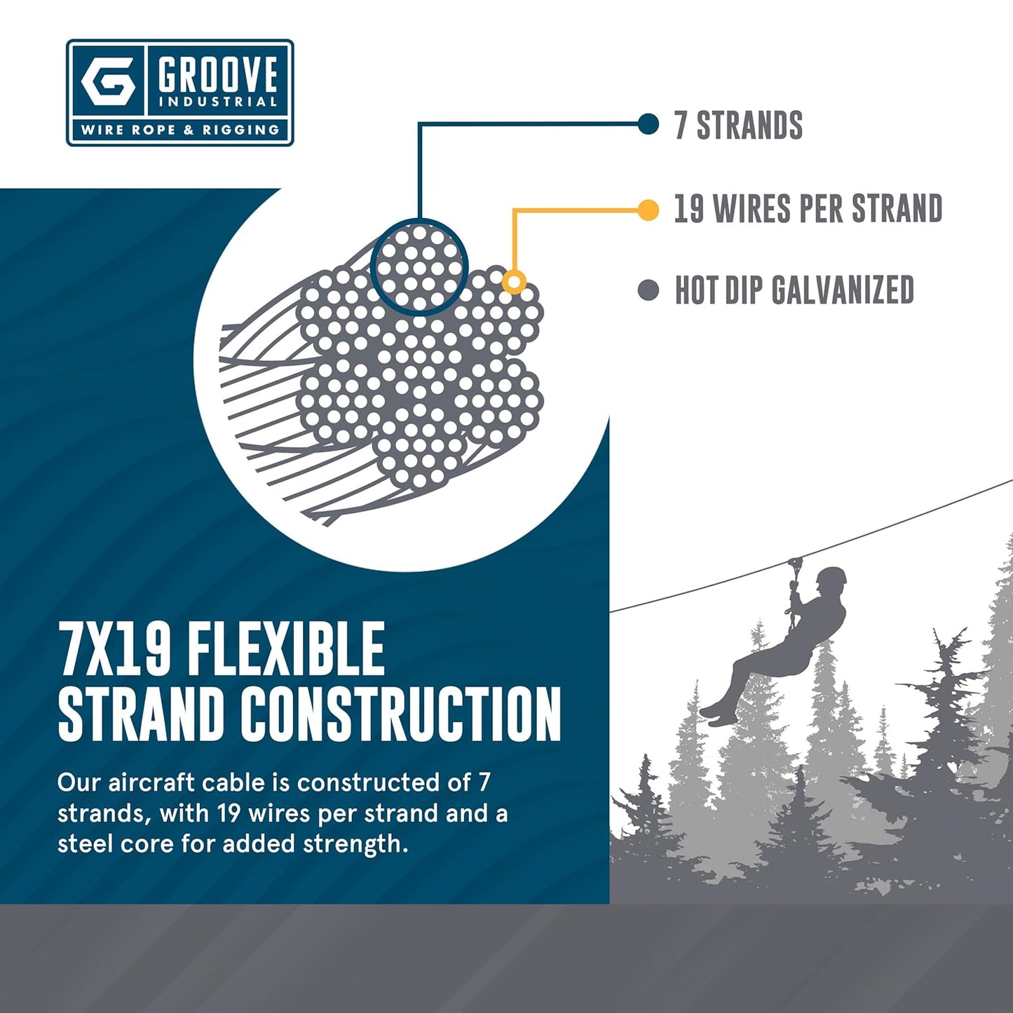 1/4’’ 7x19 Hot Dip Galvanized Aircraft Cable – Steel Wire Rope - 4000 Feet