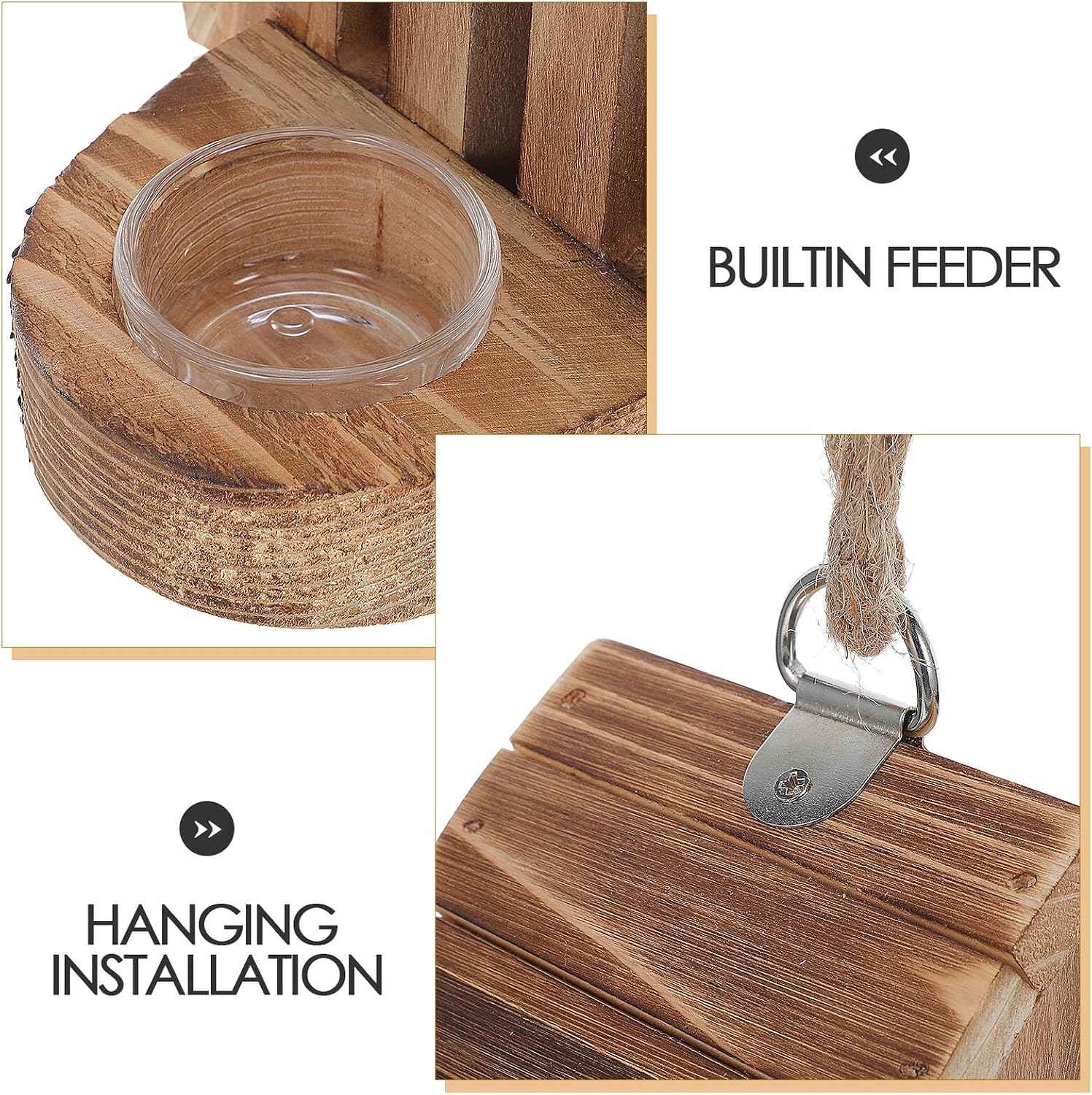 Wooden Butterfly House with Feeder Hanging Garden Refuge Outdoor Butterfly Nesting Box for Patio Yard Wildlife Habitat and Decorative