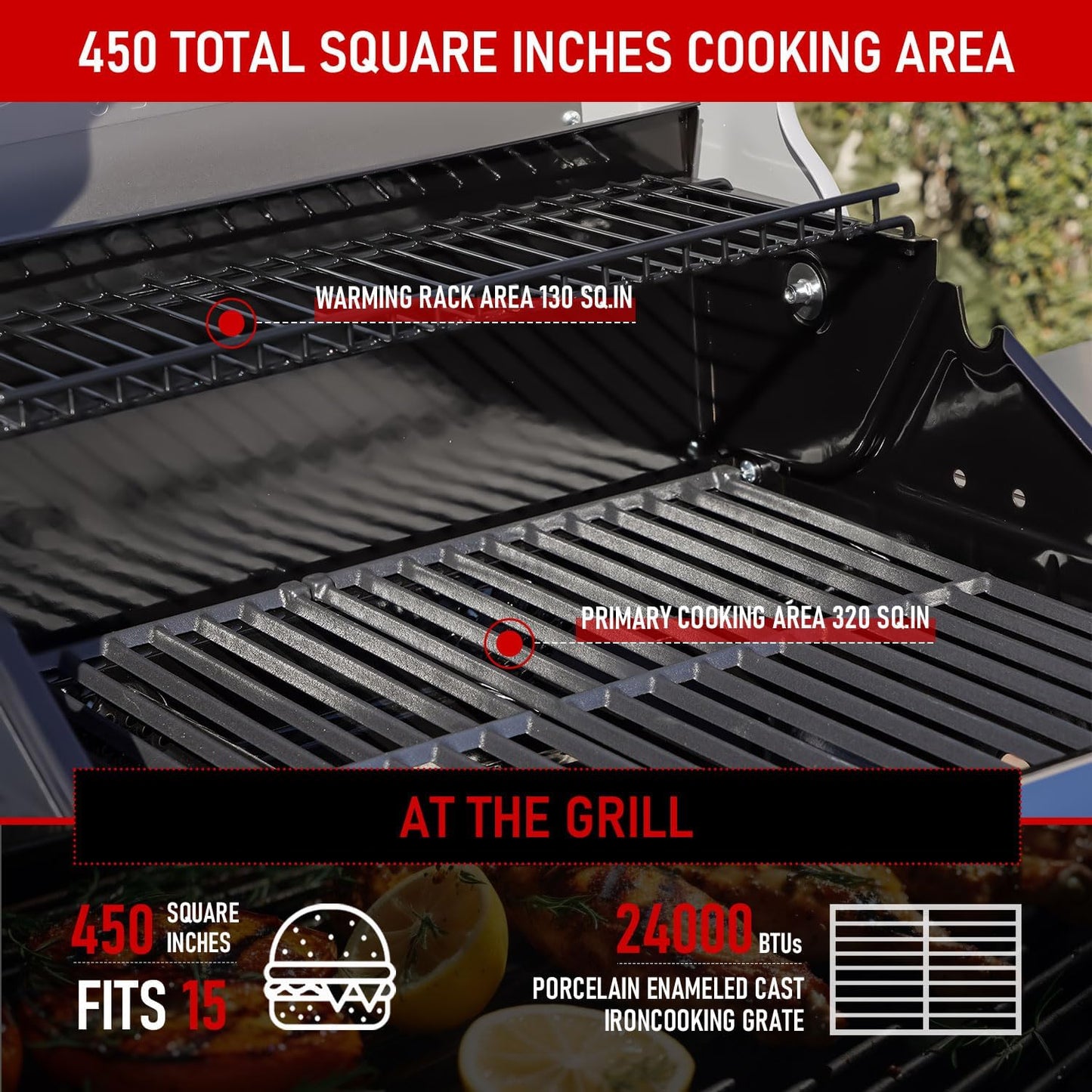 Monument Grills 2-Burner Stainless Steel Liquid Propane Gas Patio Garden Barbecue Grill with Clearview® Lid, Knob Control and Two Foldable Shelves Mesa200G with BBQ Cover, Green