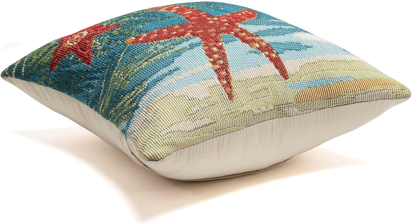 Liora Manne Marina Indoor/Outdoor 18" x 18" Pillow, 18 x 18-Inch, Coastal Ornaments Ocean