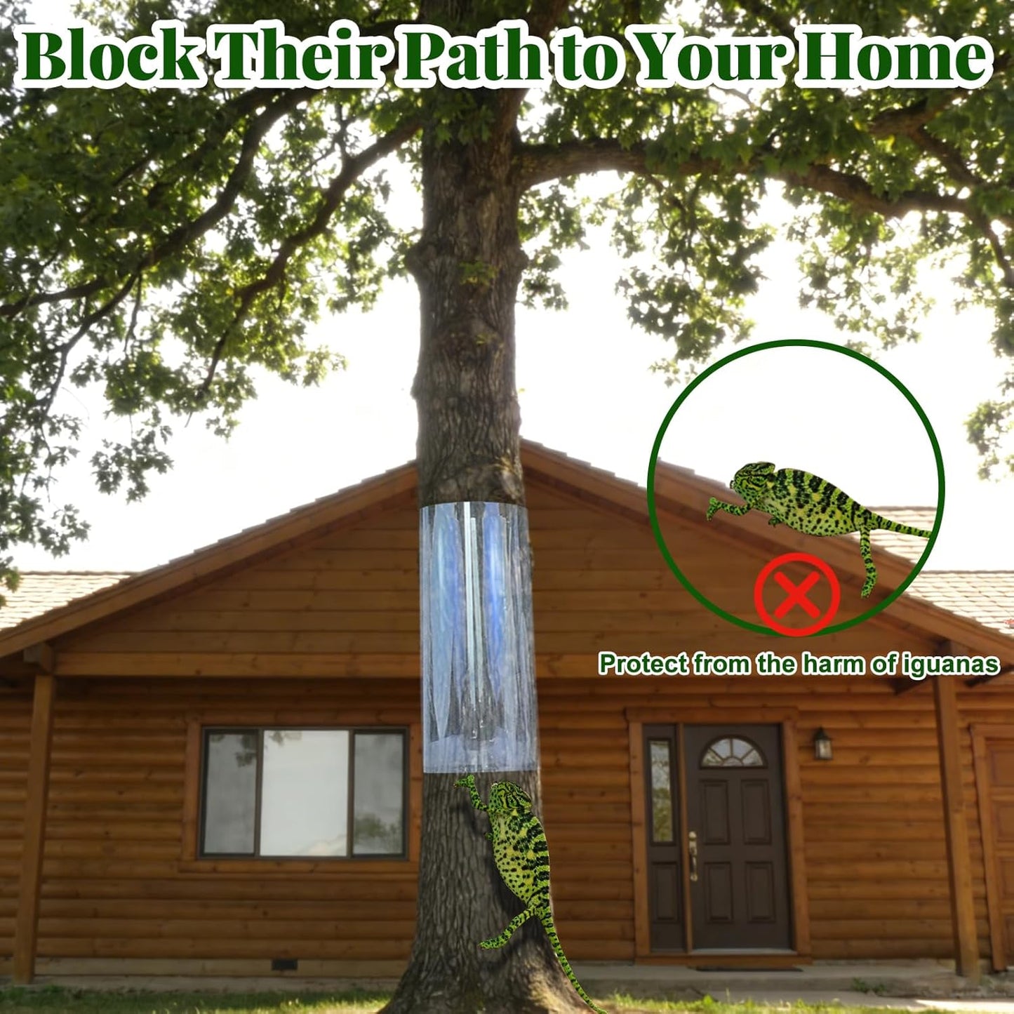 Iguana Tree Wrap 65" L X 16" W Squirrel Baffle for Bird Feeder Poles Plastic Tree Trunk Protector Guard Reusable Squirrel Guard Tree Wrap Clear Anti-Climbing Tree Barrier with Adhesive Tapes