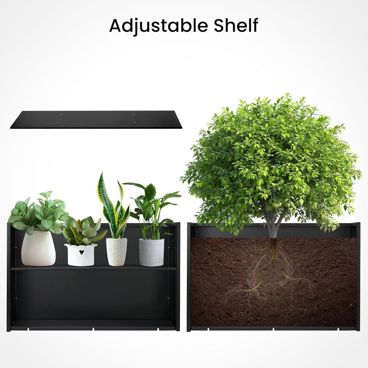 Adjustable Metal Planter Box 38” x 12” x 30”, Steel Garden Box with Smart Drainage, Heavy-Duty Plant Container Powder-Coated Steel - Perfect for Garden, Patio & Balcony Decor
