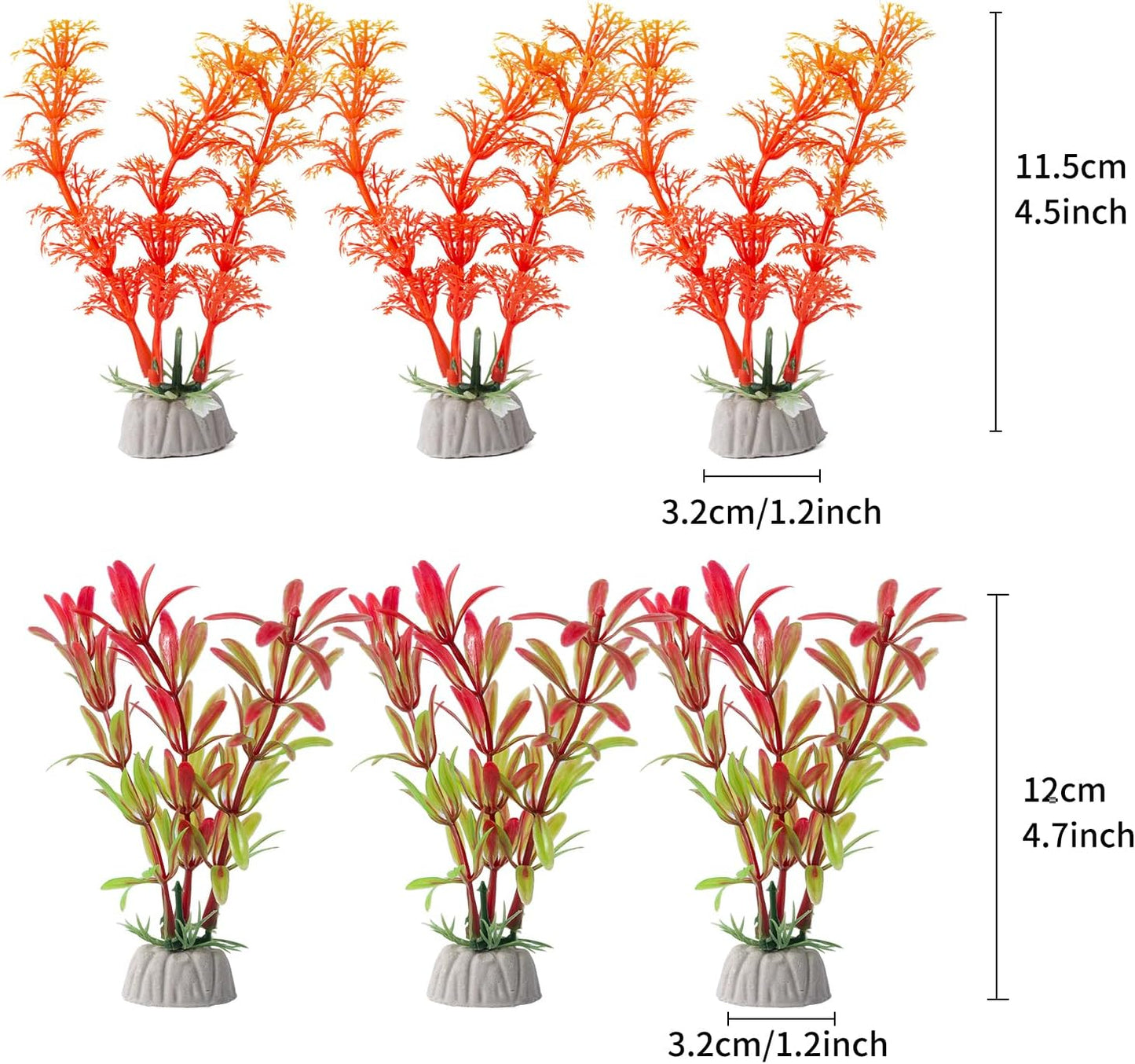 COMSUN 25 Pack Artificial Aquarium Plants, Small Size 4 inch Approximate Height Fish Tank Decorations Home Décor Plastic Red