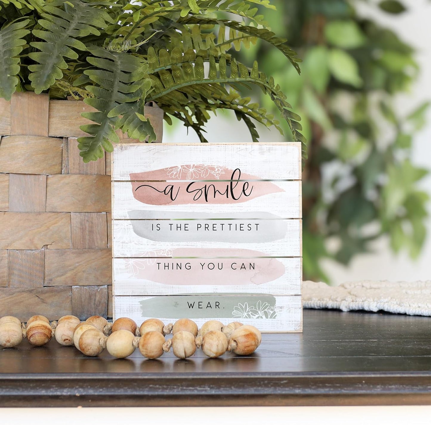 Simply Said, INC Perfect Pallet Petites 8" Rustic Wood Sign - A Smile is the Prettiest Thing You Can Wear - PET22008