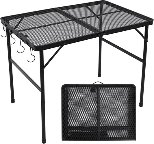 Outdoor Grill Camping Folding Table 3 Ft, Aluminium Picnic Table - Portable, Lightweight, Compact & Height Adjustable Collapsible Patio BBQ Garden Table