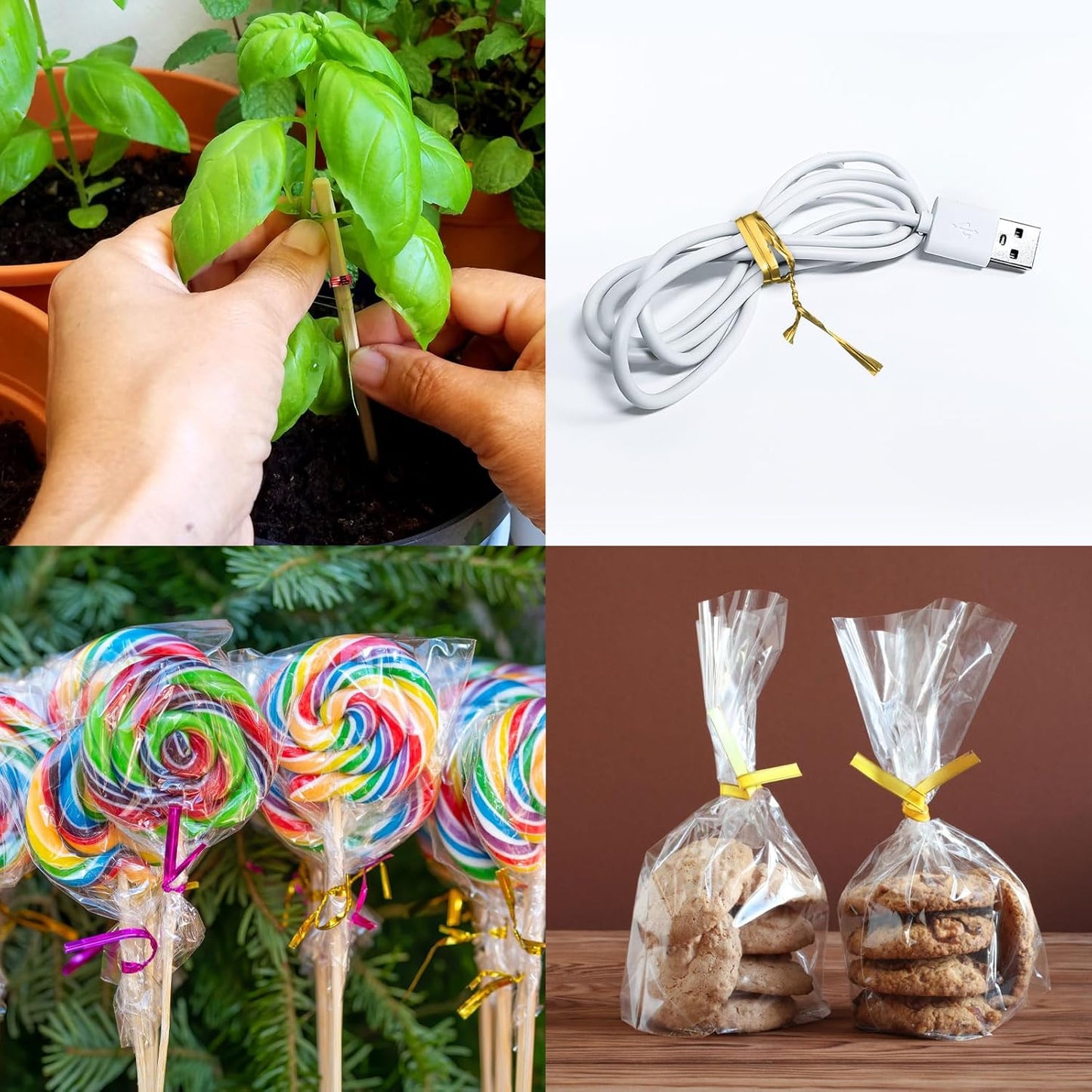 HARFINGTON 1000pcs Bag Twist Ties 3.5" Reusable Kraft Paper Twist Ties Wire Cable Ties for Party Bread Candy Cake, Green