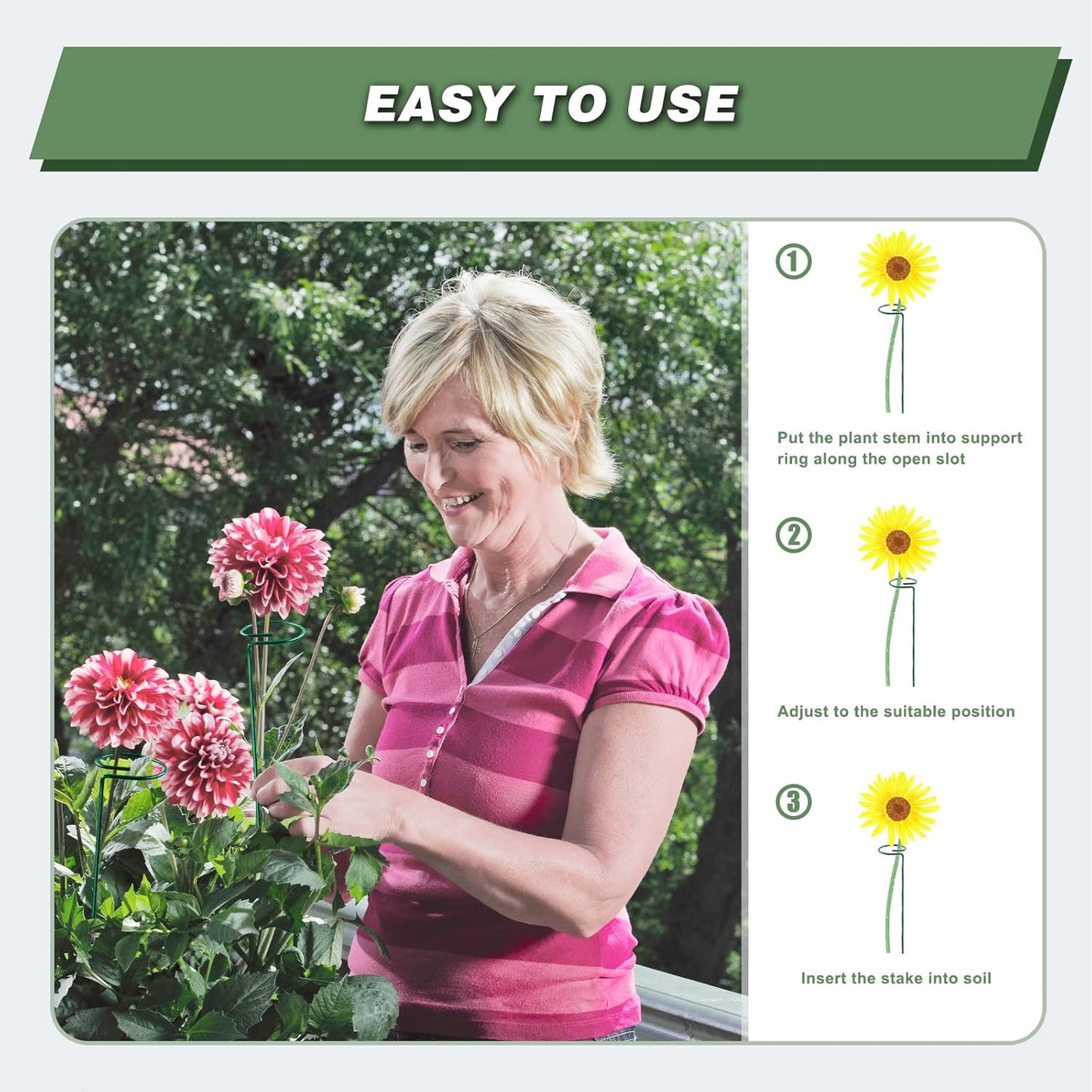 Joyhalo 20 Pack Plant Stakes, 16 Inch Plant Support Stakes, Flower Stakes with 24 Twist Ties, Garden Sticks for Plants Hibiscus, Sunflower, Red Hot Poker, Hydrangea, Tomato, Sapling Etc