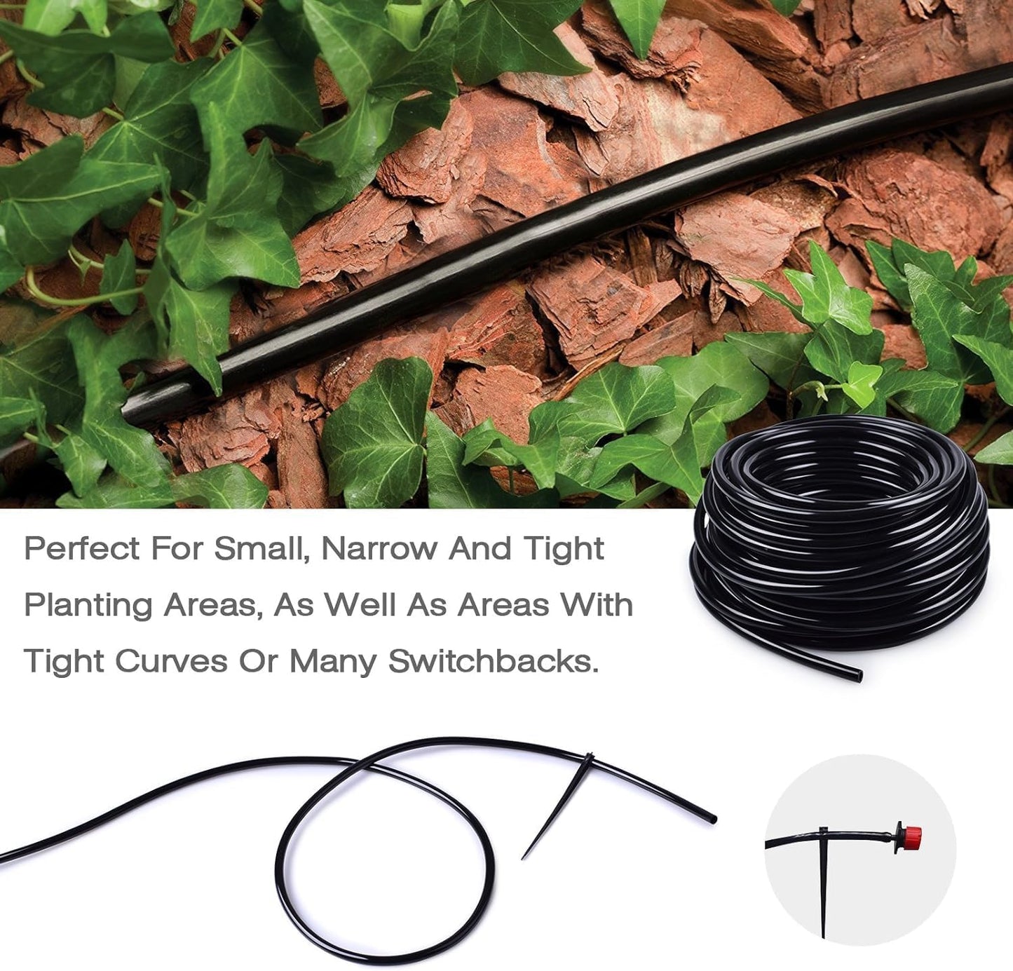 MIXC 400ft 1/4 inch Blank Distribution Tubing Drip Irrigation Hose Garden Watering Tube Line