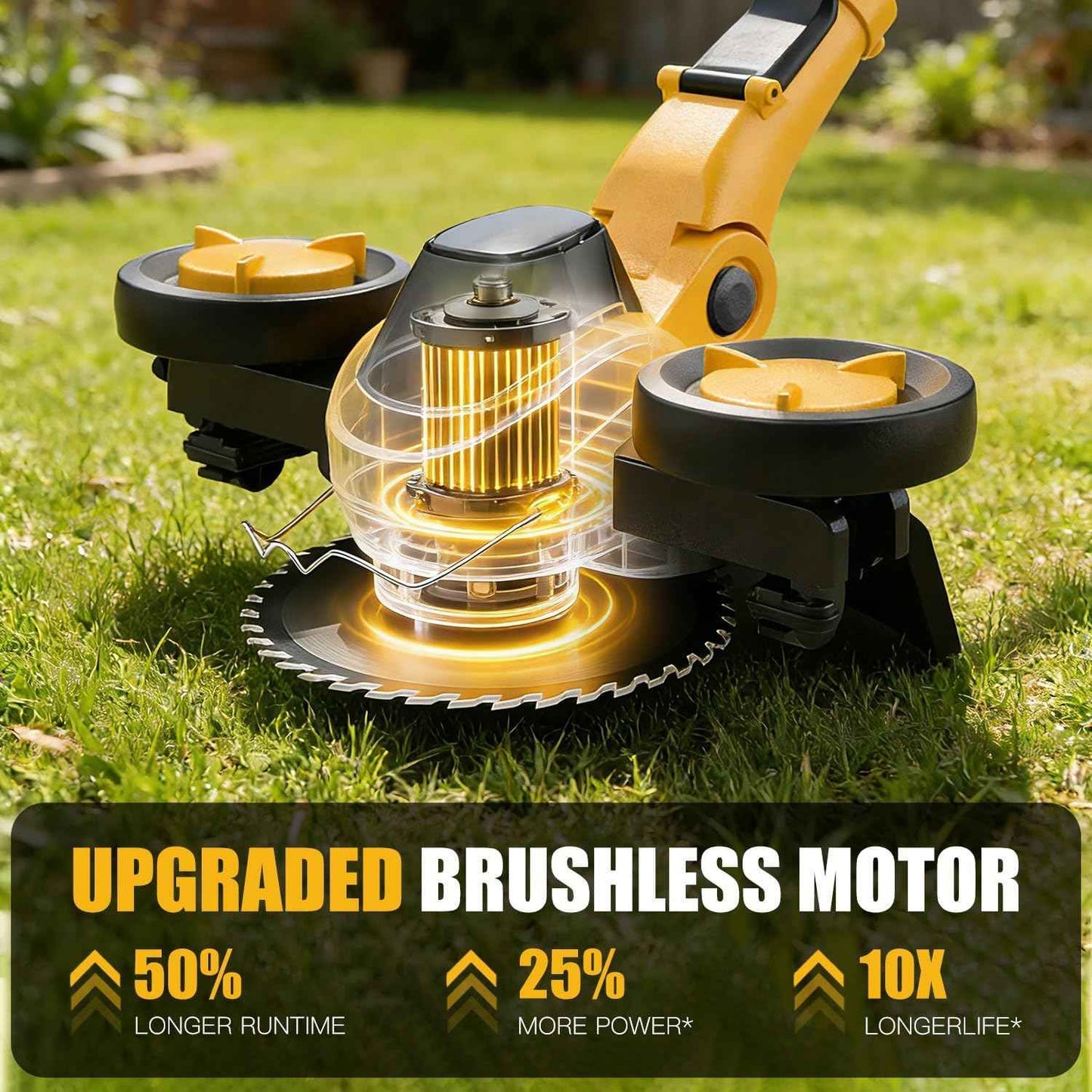 Weed Wacker Cordless Compatible with DEWALT 20V MAX Battery, Electric Weed Cordless Eater with 4 Types Blades, Brushless Grass Trimmer/Lawn Edger/Mower/Brush Cutter for Yard Garden(No Battery)