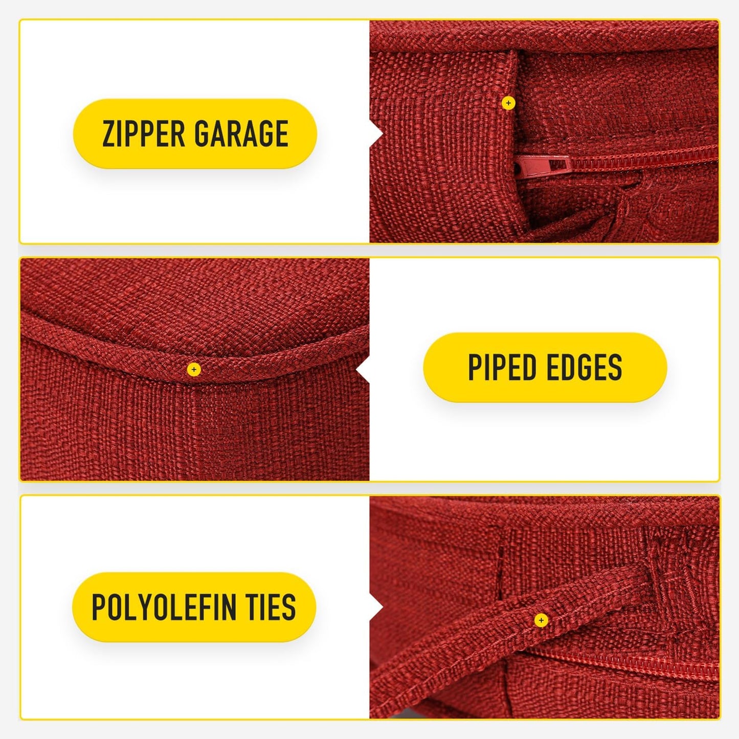 SUNROX Gel Memory Foam Chair Cushions, FadeShield Water-, Stain-Resistant Durable Reversible Seat Cushion Pads with Ties for Indoor/Outdoor Kitchen Dining Office, 19"x19", Set of 2, Burgundy