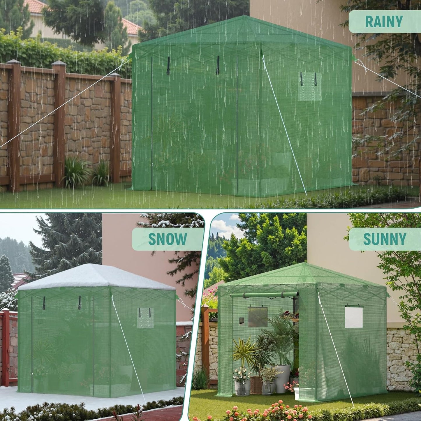 Pop Up Greenhouse, 8x6 FT Pop Up Green House for Outdoors, Portable Greenhouses, Walk-in Greenhouses, Popup Greenhouse Kit, Easy Set Up