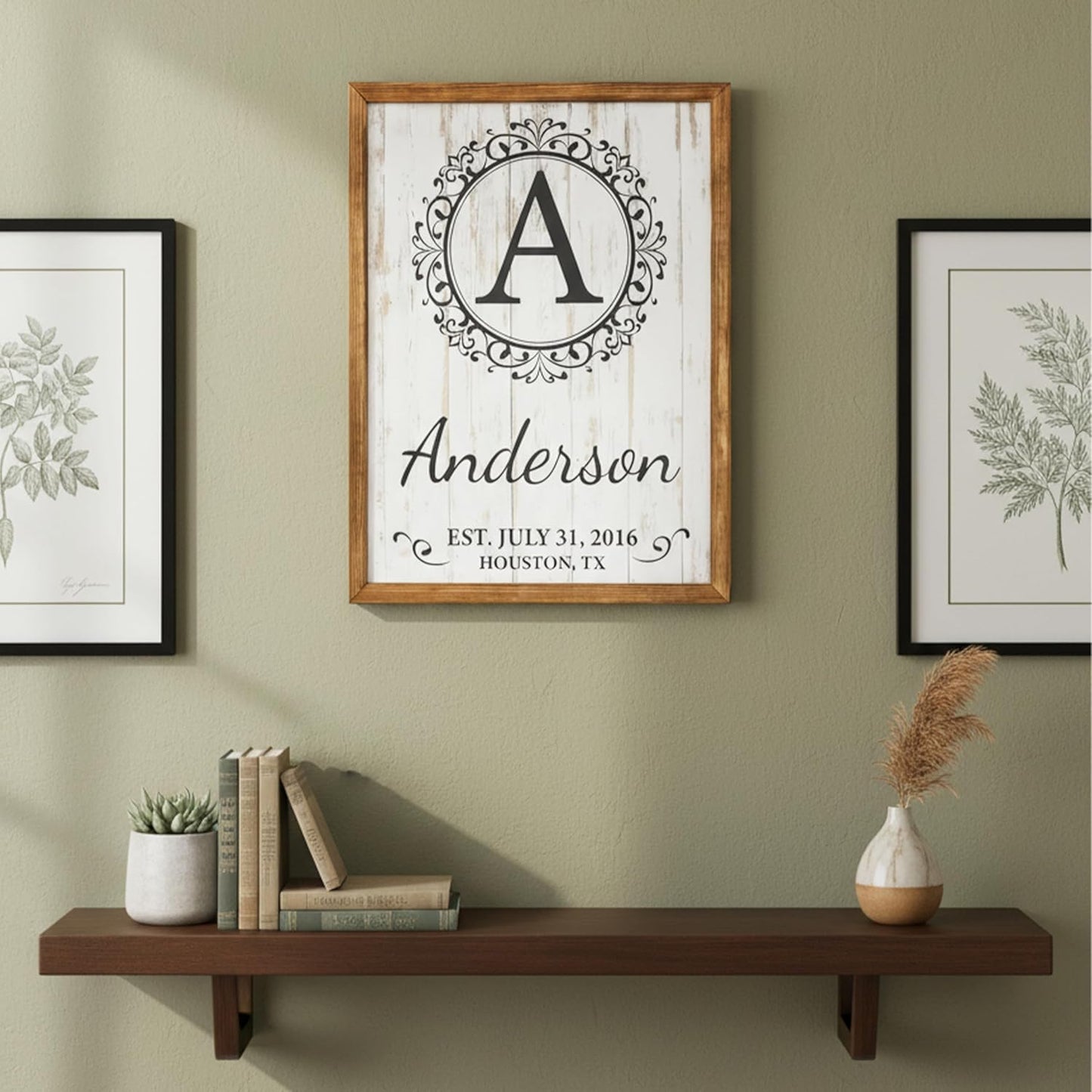aydan's unique finds Personalized Monogram Family Name Sign - Custom Established Date Wall Art - Rustic Wooden Wedding Gift - Custom Last Name Sign for Home Decor