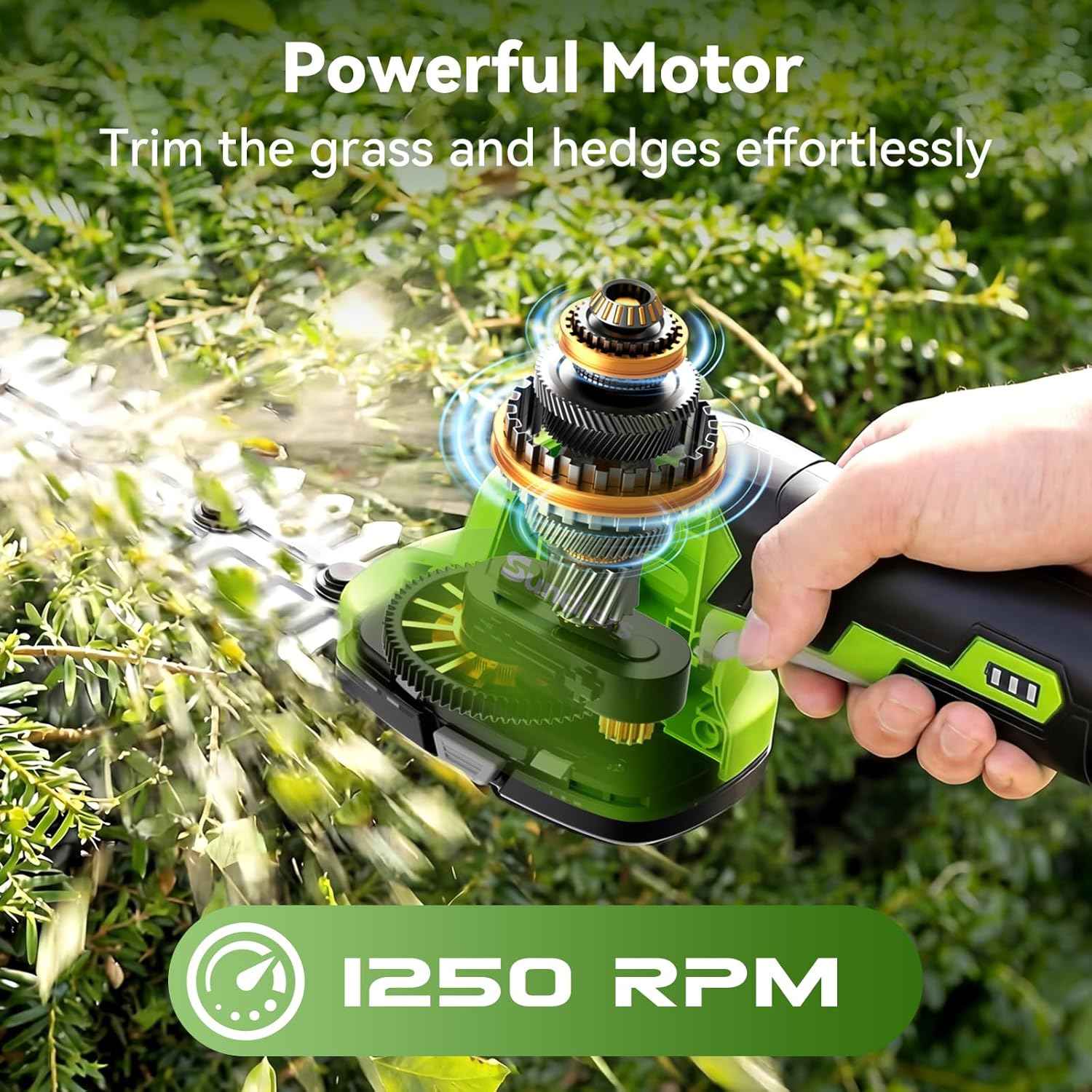 2 in 1 Hedge Trimmer Cordless, 7.2V Electric Grass Cutter Hedge Shears, Handheld Shrub Bush Trimmer, Lightweight Grass Shears, Rechargeable Yard Tool Battery and Type-C Cable, Father Day for Dad