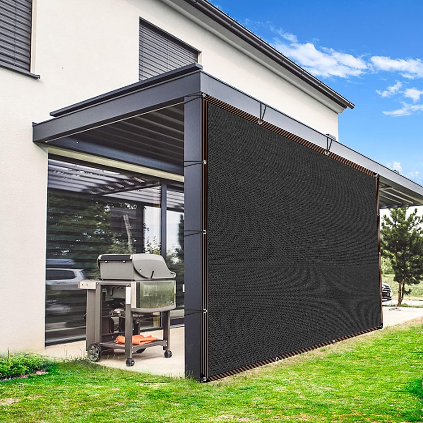QLOFEI 12x24 FT Shade Cloth with Grommets, 90% Sunblock Outdoor Patio Mesh Tarp, Easier to Hang Neting Cover for Garden Greenhouse Pergola Lawn Kennel Pool Chicken Coop Shade Sail