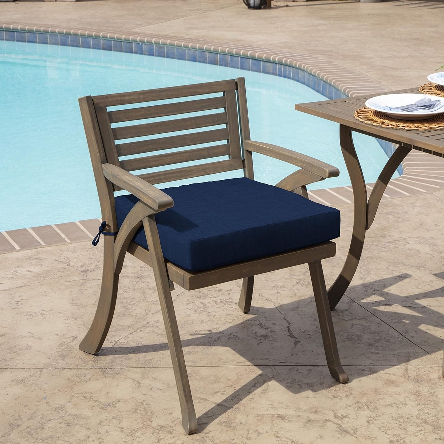 Arden Outdoor Seat Cushion, 19 x 19, Rain-Proof, Fade Resistant Sapphire Blue Leala
