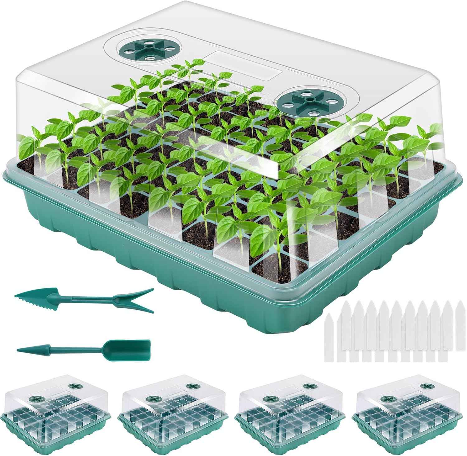 192 Cell Seed Starter Tray, Seed Starter Kit with Adjustable Humidity Dome, Seed Starting Trays Plant Starter Kit for Seeds Growing Starting, Indoor Gardening, Greenhouse