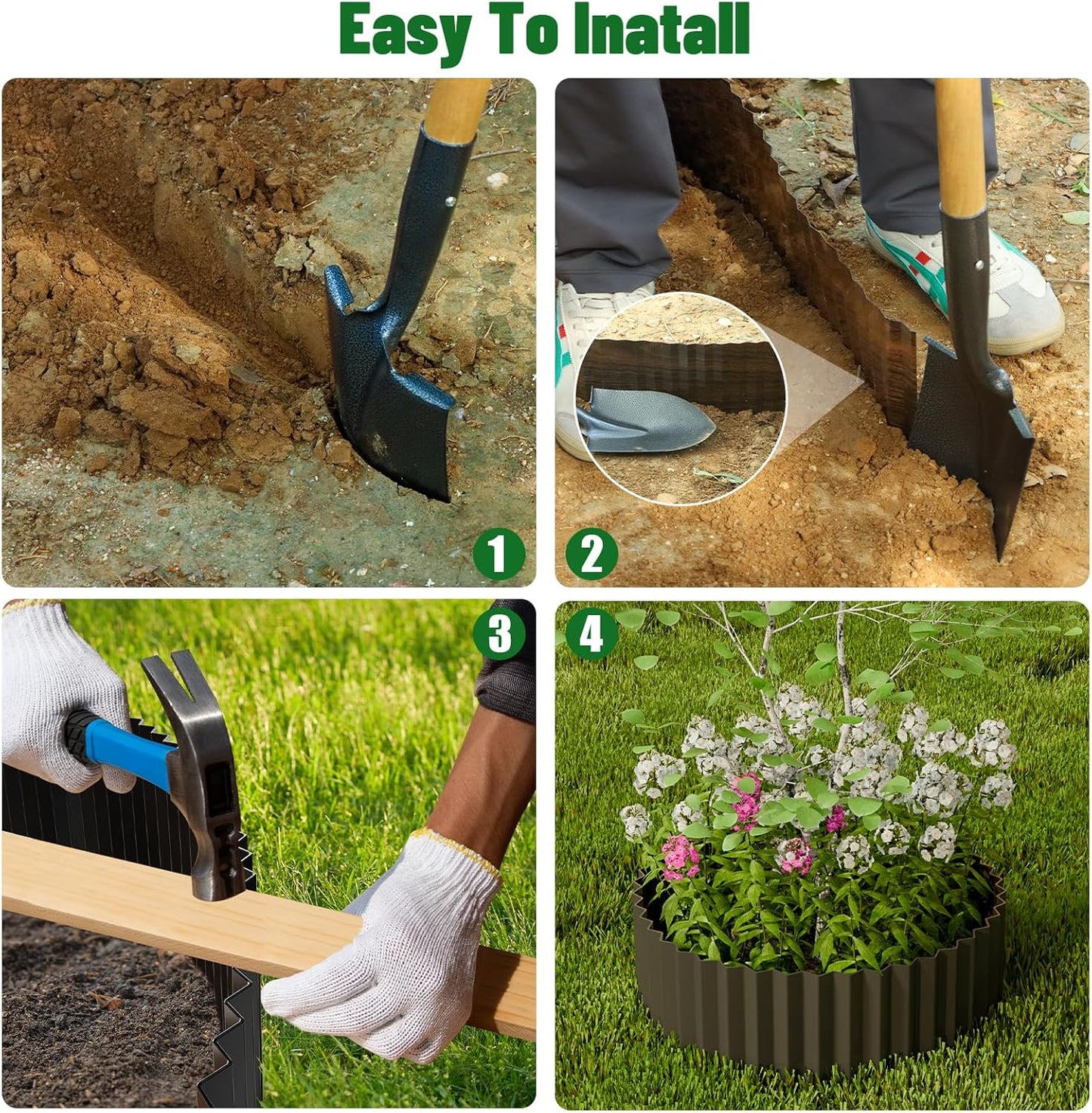 SnugNiture Corrugated Metal Garden Edging,8" x 20' Sturdy Lawn Edging Border,Landscape Edging Border for Lawn, Flower Bed,Garden and Yard