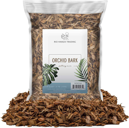 100% Organic Material All Natural Orchid Bark (4 Quarts), USA Sourced and Produced Orchid Bark Potting Mix, Orchid Potting Bark Bulk