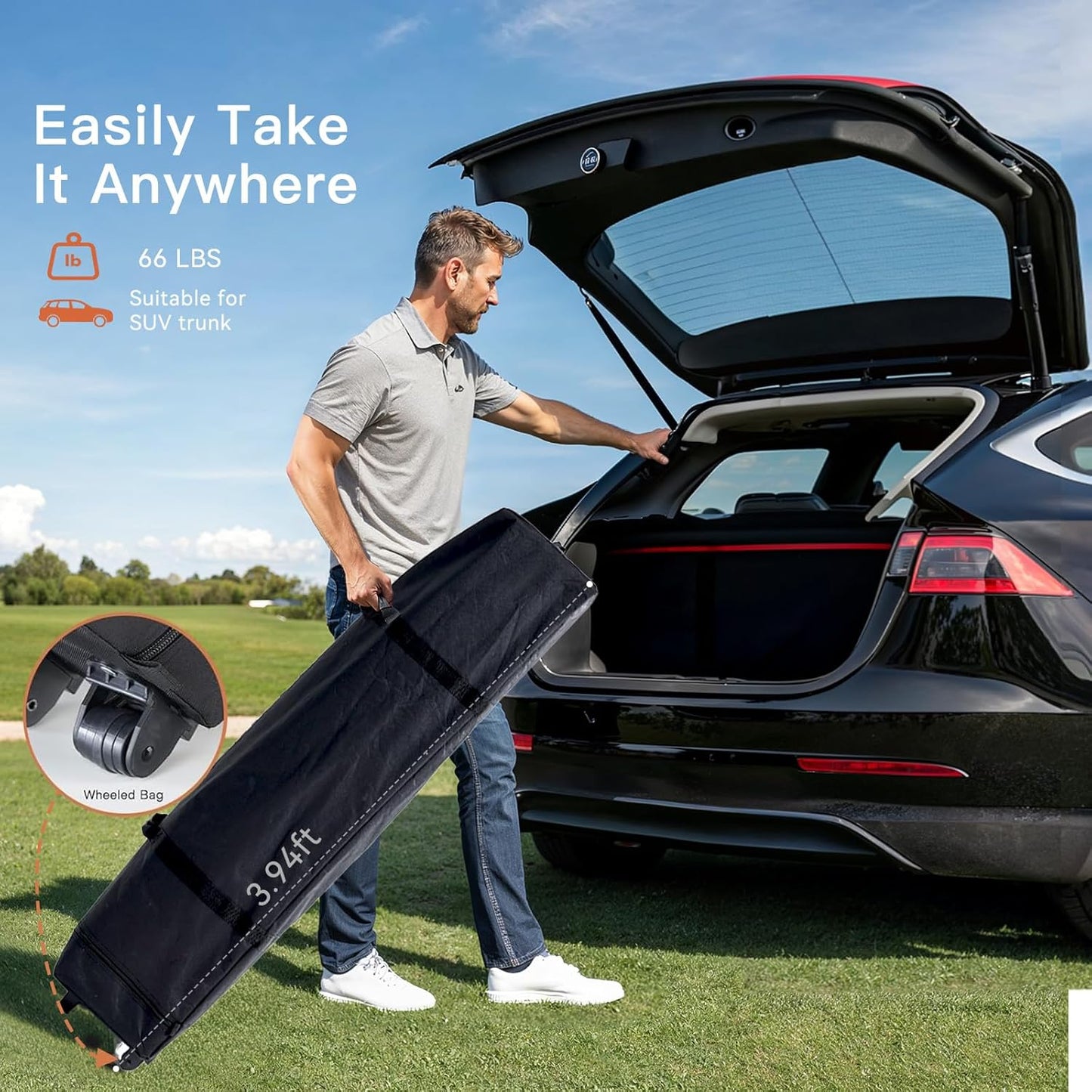 Amada 20x10 Pop Up Canopy Tent - Center Lock One Push Commercial Instant Canopies with 3-Height Adjustable & Wheeled Bag, 12 Stakes 6 Sandbags 6 Ropes, Great for Trade Shows, Events (20x10ft, Grey)