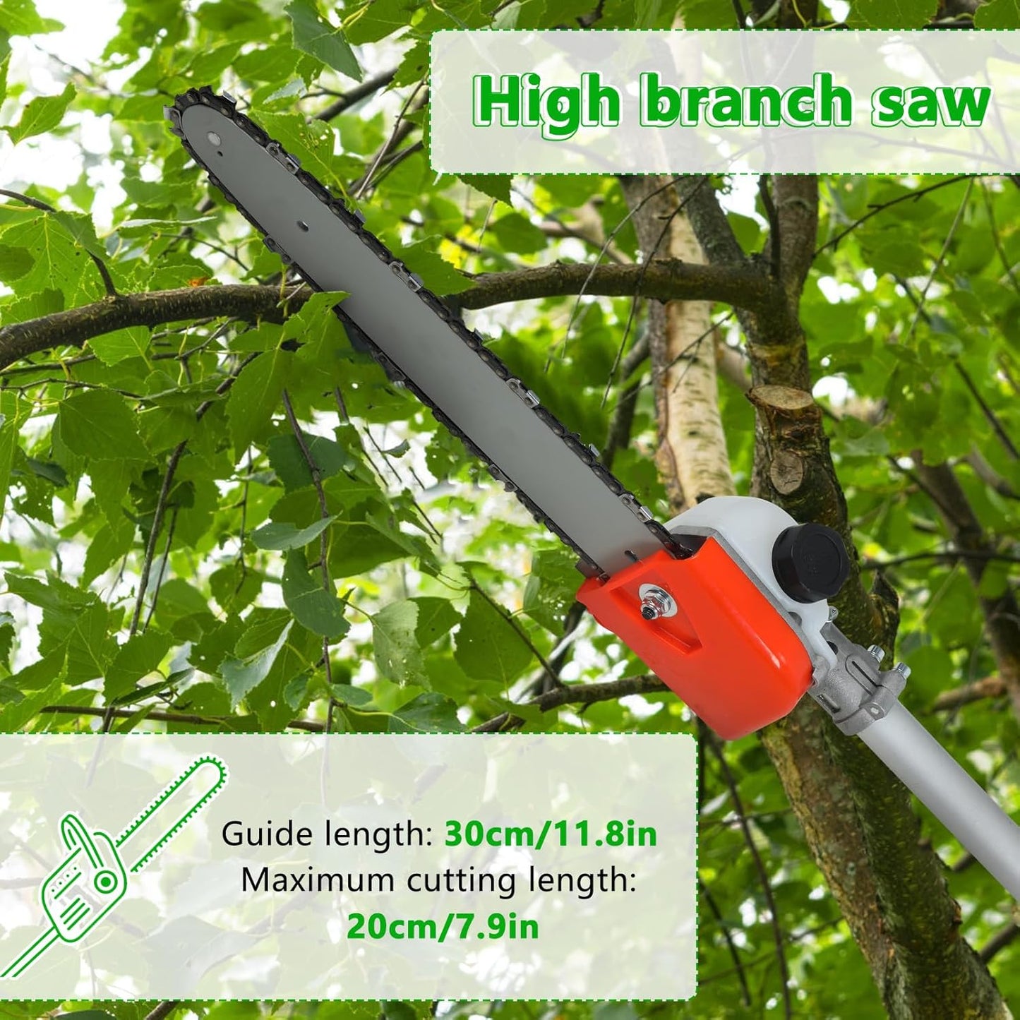 Upgraded 8-in-1 Multi-Functional Trimming Tool - 52cc 2-Cycle Gas Powered Hedge Trimmer | 9500rpm High Power Gas String Trimmer Weed Eater | High-Performance Engine | for Home Yard Garden-Orange