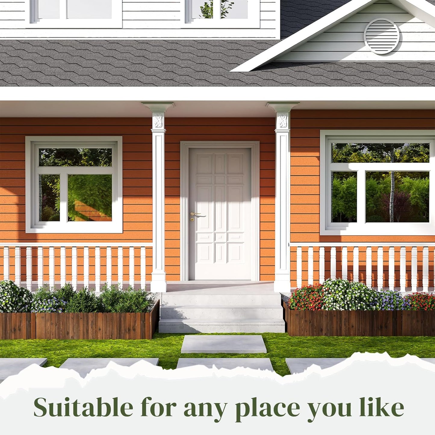 12FT Total Length Wooden Garden Fence Wood Garden Edging Border No Dig Landscape Edging Decorative Flower Bed Border Courtyards Planting Tree Fence Patio Path Edging - 3Pack 11.8" H x 48" L