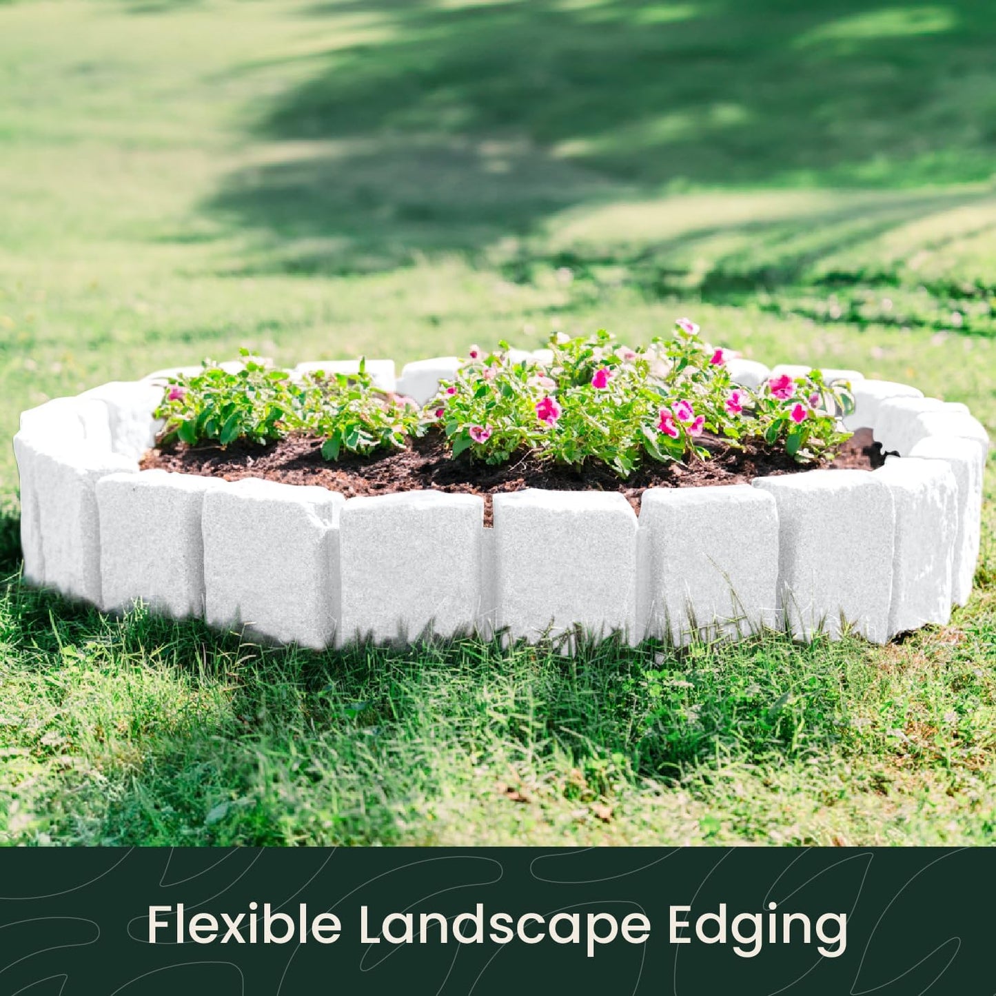 Beuta Landscape Edging | Garden Edging Border | Faux Stone Block XL for Lawn Edging, Flower Beds & Yard Edging – 10 Pack | Each Section Has 6 Blocks 48" L x 4" W x 9.5" H | 30 Spikes | Limewash