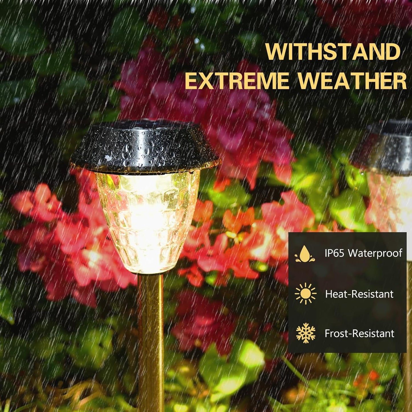 Solar Pathway Lights Outdoor 4 Pack, Glass & Metal Solar Lights with 10 Lumens Brightness, IP65 Waterproof, Warm White & RGB Modes, Decorative Solar Garden Lights for Yard, Walkway, Driveway