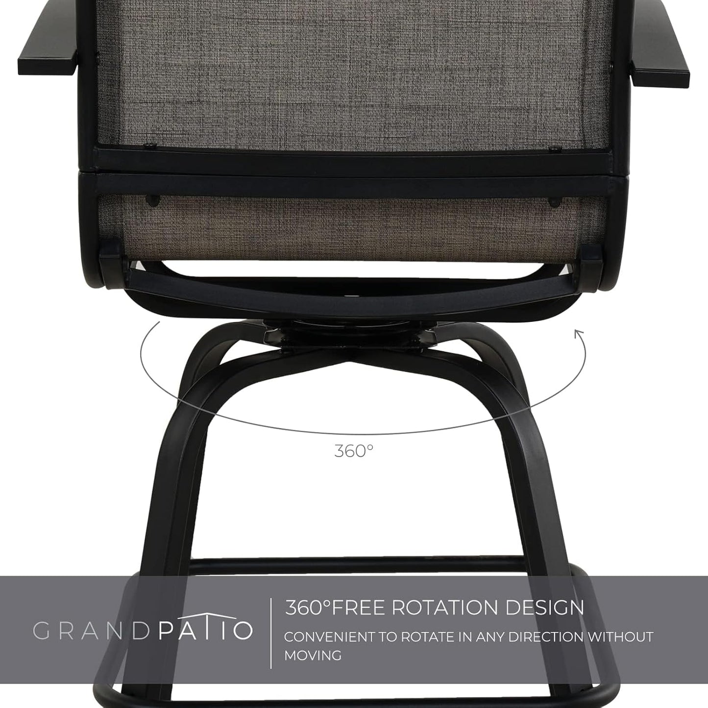 Grand patio Outdoor Swivel Bar Stools with Armrests Backs, 24" Height Patio Chairs for Porch Deck, Set of 4, Outdoor Sling Fabric (Coffee, 4PC)