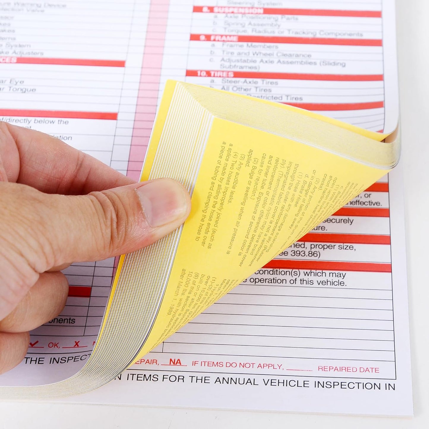 25Pack Inspection Forms and Stickers，Annual Vehicle Inspection Report，Annual Inspection Sticker，3-Ply Carbonless Form，Permanent Aluminum Adhesive Decals