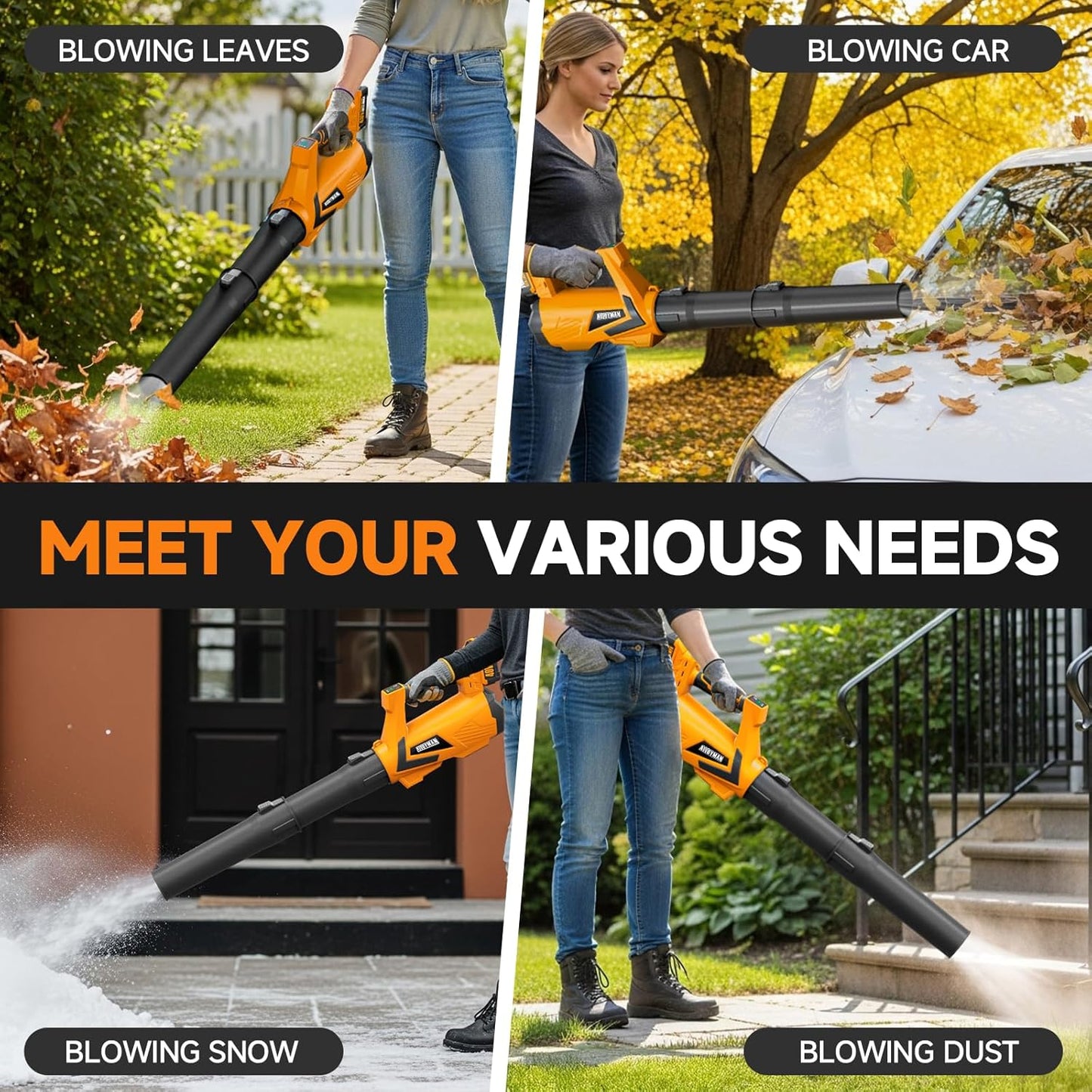 Alloyman Leaf Blower Cordless 40V, 650CFM Electric Leaf Blower with 2×2.0Ah Batteries and Charger, 3 Speed + Turbo Mode Battery Powered Blower for Lawn Care, Leaves, Dust, Snow, Brushless Motor
