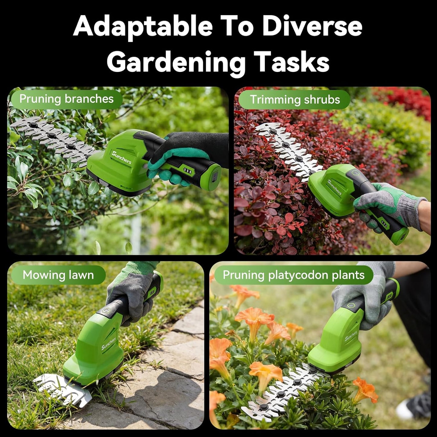 2 in 1 Hedge Trimmer Cordless, 7.2V Electric Grass Cutter Hedge Shears, Handheld Shrub Bush Trimmer, Lightweight Grass Shears, Rechargeable Yard Tool Battery and Type-C Cable, Father Day for Dad