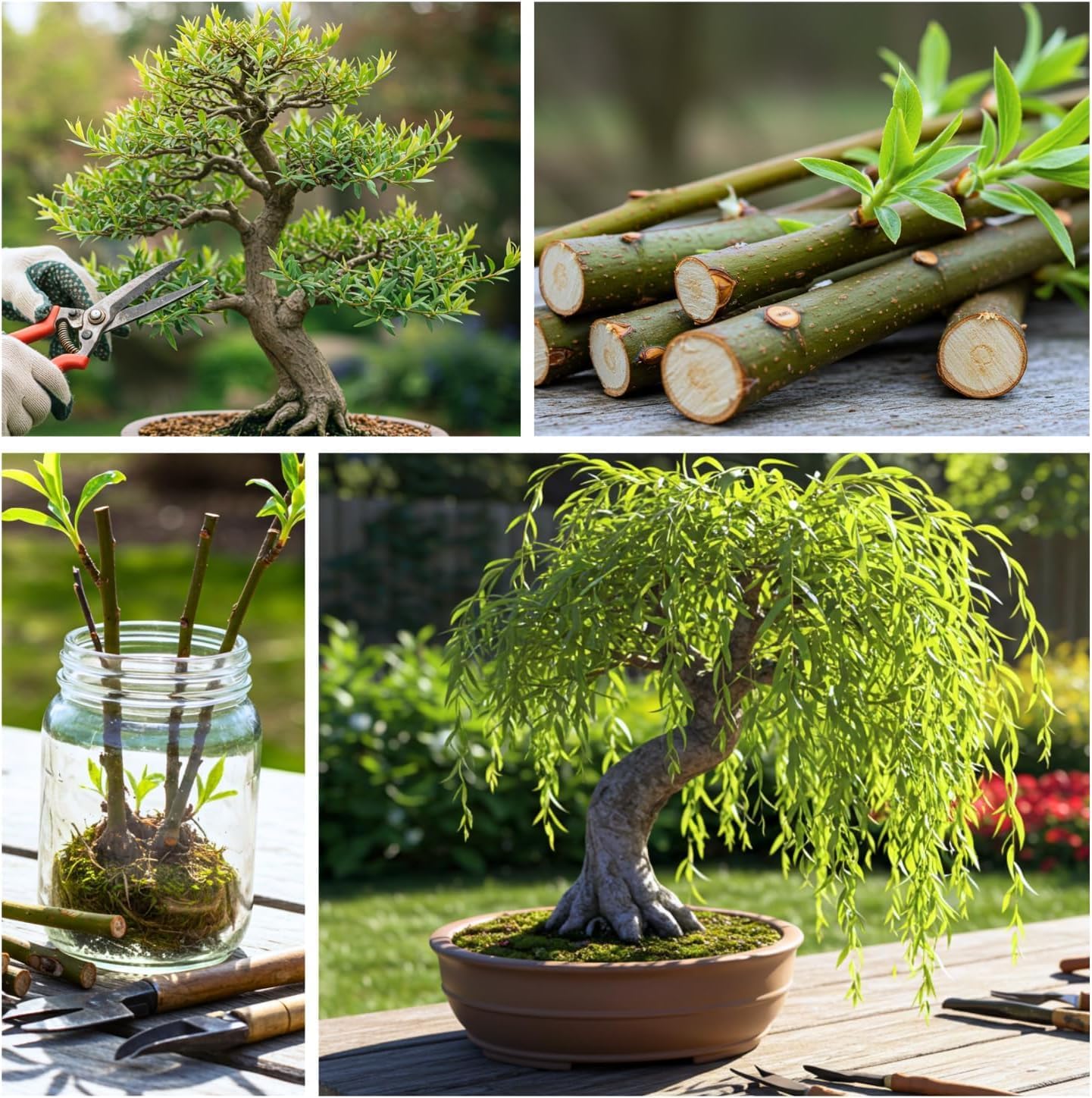 Eversong Weeping Willow Bonsai Tree Cutting to Grow - Thick Trunk Cutting - Great Gift - Fast Growing Indoor or Outdoor Bonsai, Living Desk Plant, Meaningful Present for Home or Office