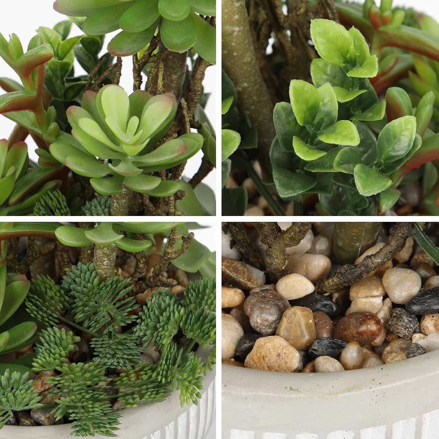 DILATATA Small Faux Plant Assorted Fake Succulents Plants Faux Succulents Arrangement Cement Potted Desk Plants Small Fake Plants for Home Table Office Bathroom Shelf Living Room Decor