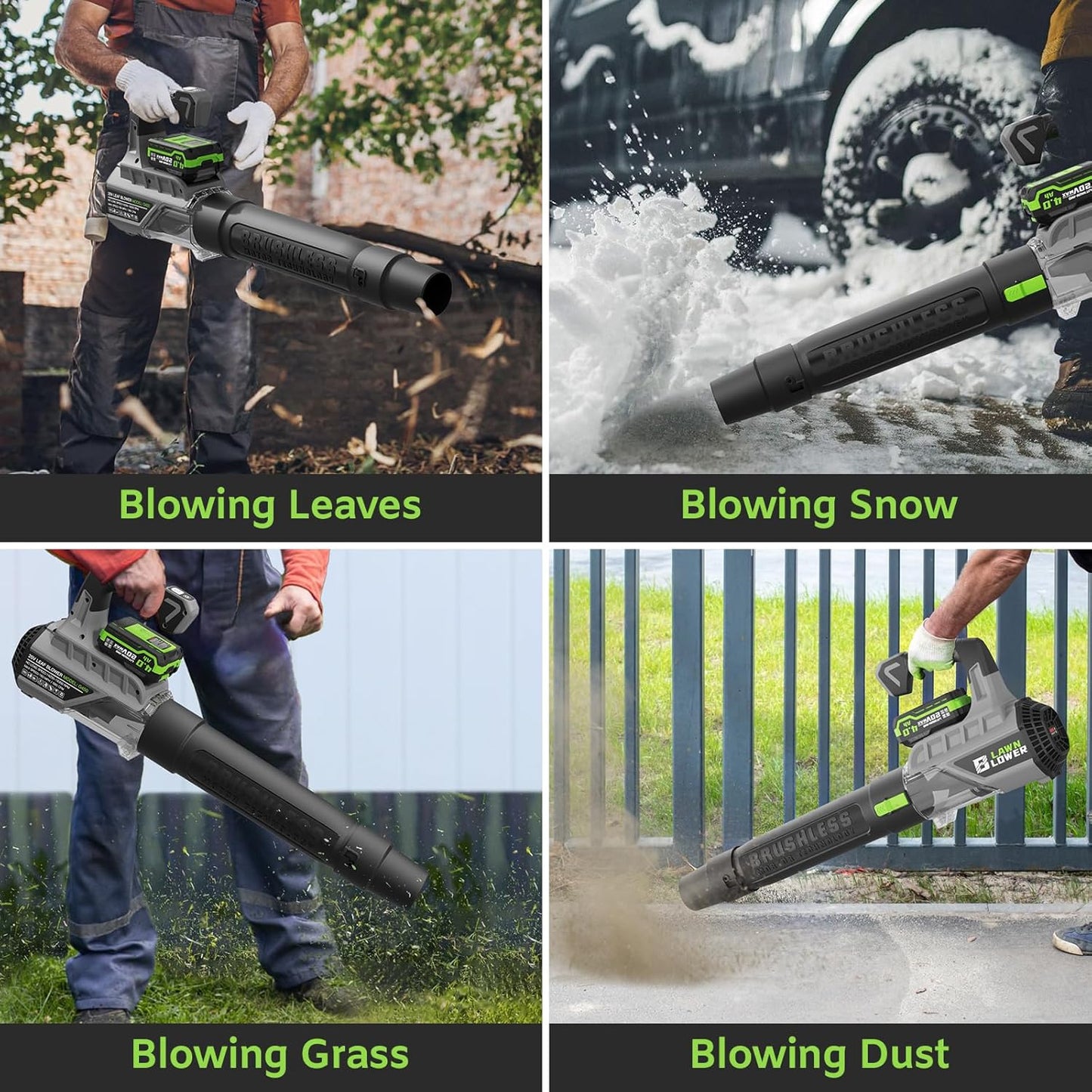Cordless Leaf Blower Brushless Motor 580CFM 160MPH Electric Blower with 2x4.0Ah Batteries & Charger, Powerful Handheld Leaf Blower for Lawn Care, Patio, Yard Cleanup Blowing Dust, Leaves