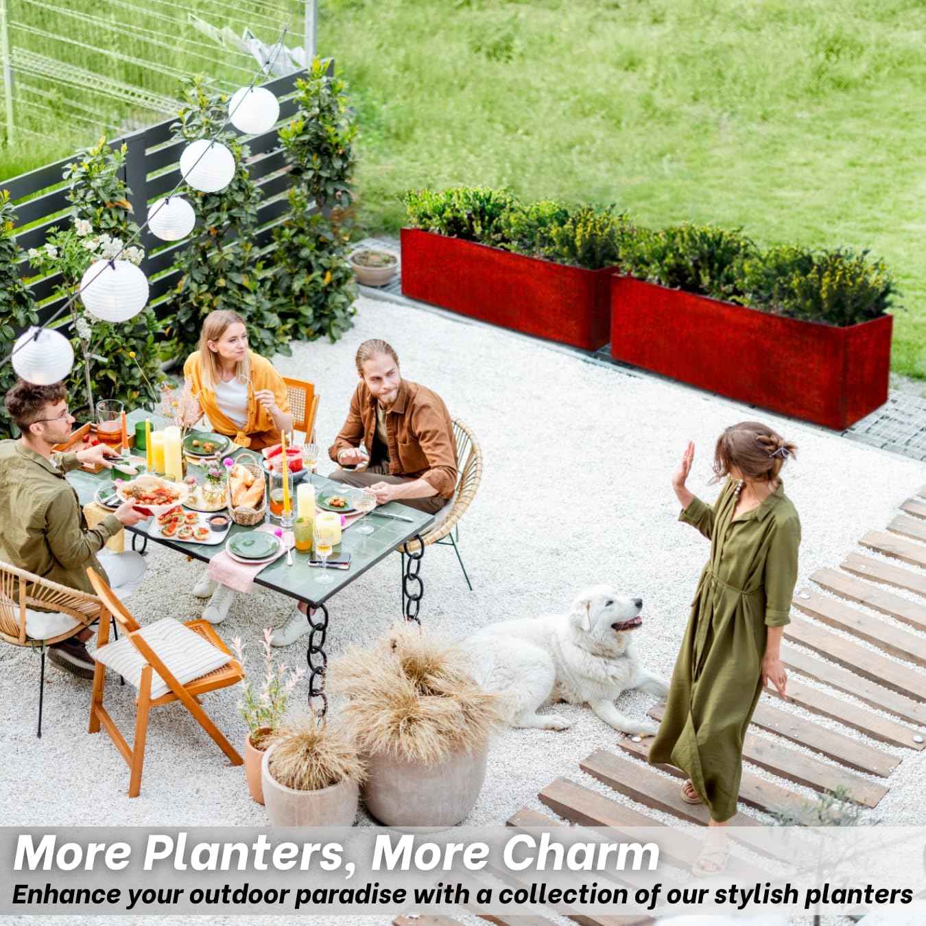 Corten Steel Planter Large Rectangle for Outdoor, Metal Planter Box - 46x20x20 inch - Flower Pot for Garden, Patio, Commercial, Farmhouse, Industrial - Long Rectangular Plants Container