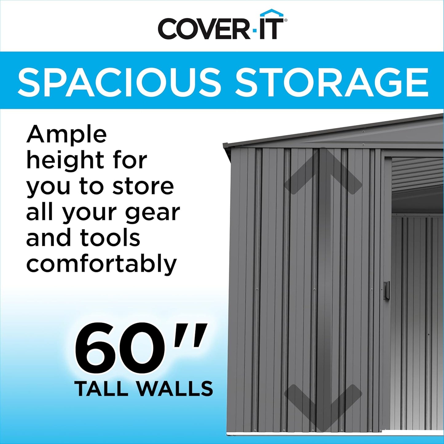 Cover It 6' x 4' Galvanized Steel Outdoor Storage Shed with Pent Roof and Lockable Sliding Doors, Weather-Resistant Steel Storage Shed for Backyards, Tan