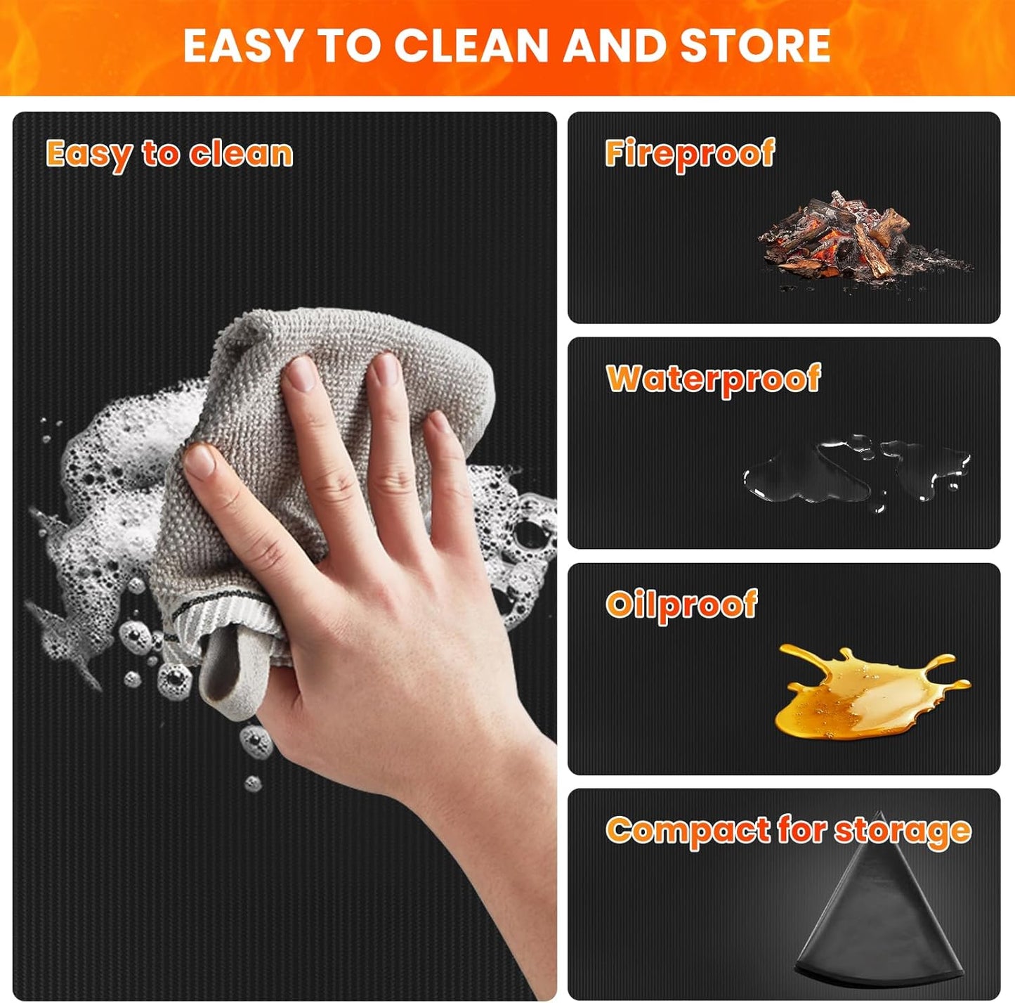 Large 42'' Fire Pit Mat for Solo Stove Bonfire | Double-Sided Fireproof | Waterproof | Oil-Proof | Easy to Clean | Bonfire Accessories | Round BBQ Mat for Solo Stove Accessories Deck Patio Lawn