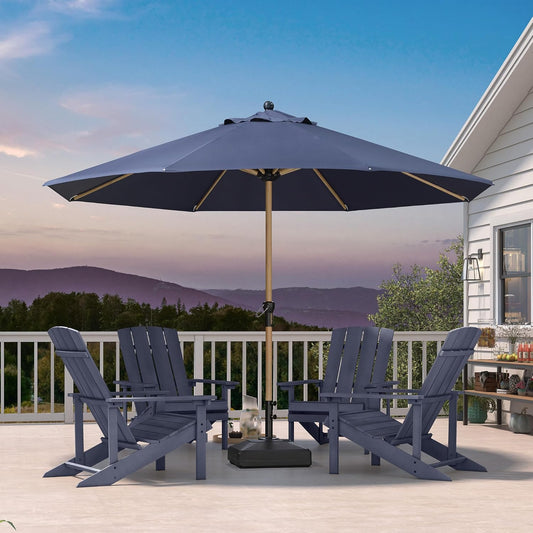 PURPLE LEAF 11 Feet Patio Umbrella Outdoor Table Umbrella Round Aluminum Market Umbrella with 8 Sturdy Ribs & Crank Commercial Outdoor Umbrellas for Garden Deck Patio, Navy Blue