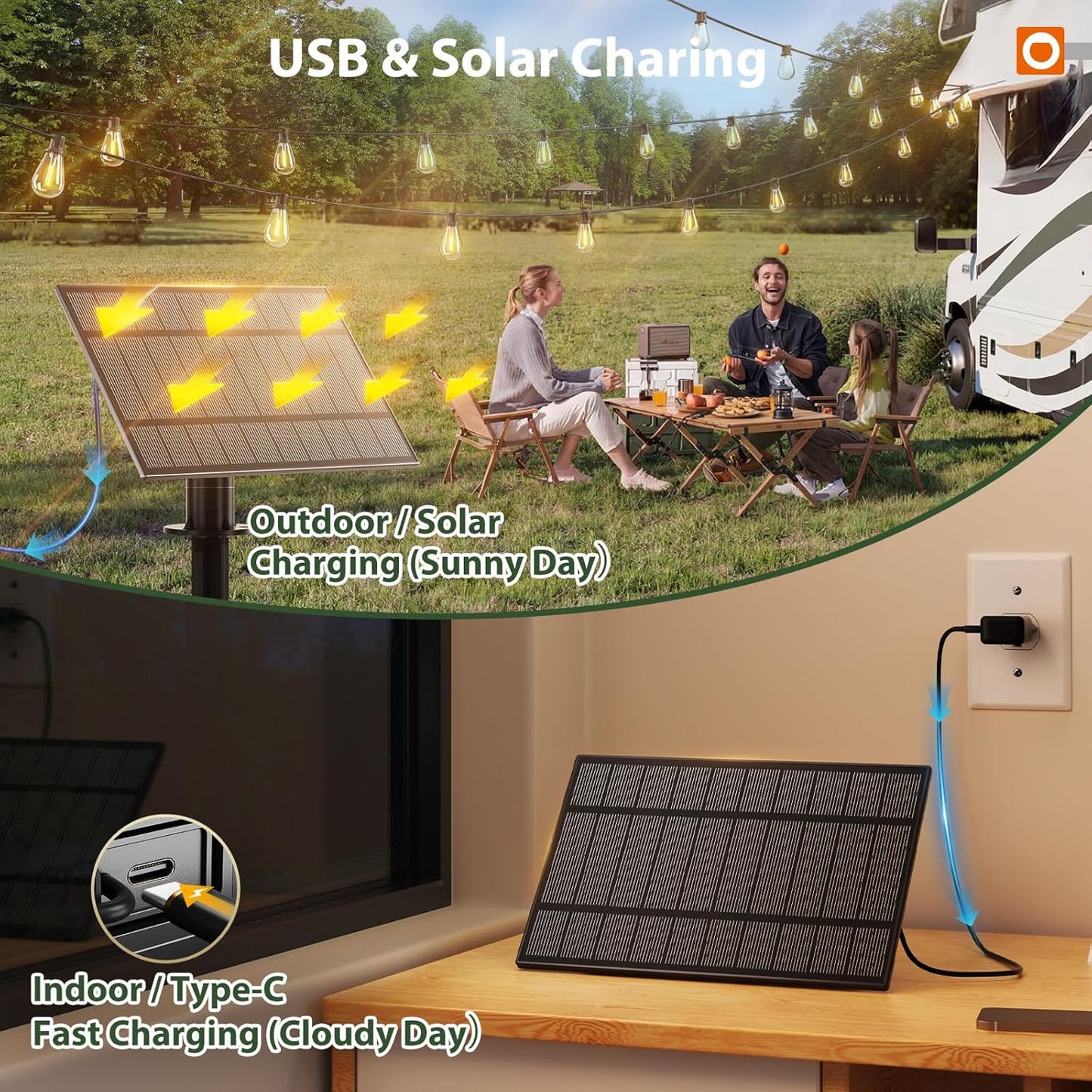 addlon 102FT(96FT+6) Solar String Lights Outdoor Waterproof with USB Port & Remote Control Solar Patio Lights for Outside Solar Powered with 34 LED Dimmable Bulbs for Porch Garden Deck Halloween