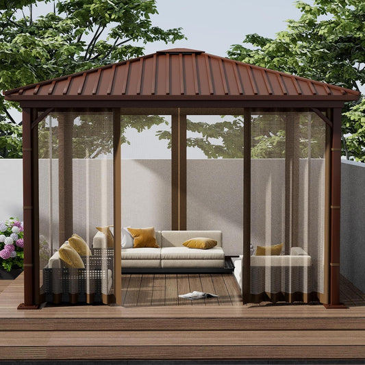 Gazebo Replacement Netting Screen Mosquito Net Screen Walls for 10 x 10 ft Outdoor Gazebo Canopy, 4-Panel with Double Zippers for Outdoor Patio (Only Netting)