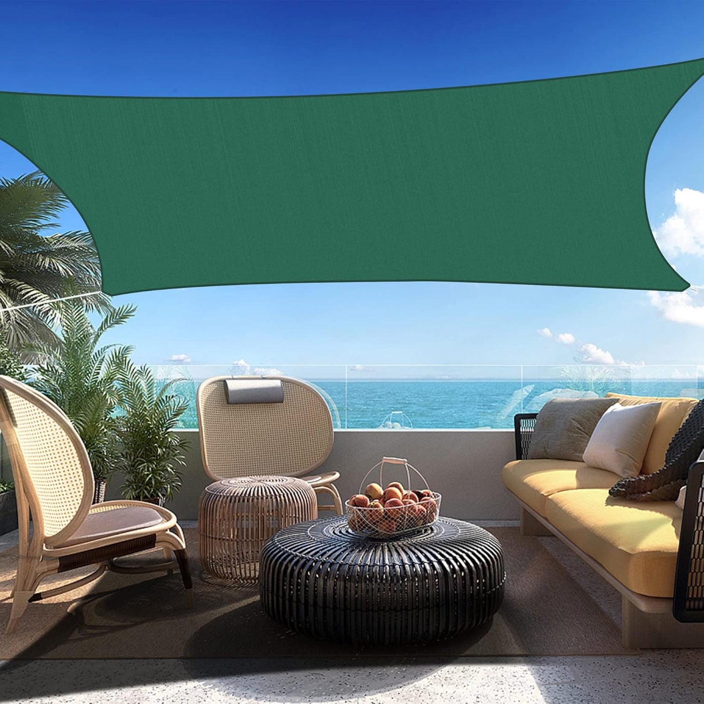 11' x 12' Green Rectangle Sun Shade Sail SSP1212 Canopy Durable Fabric UV Block Awning We Make Custom Orders