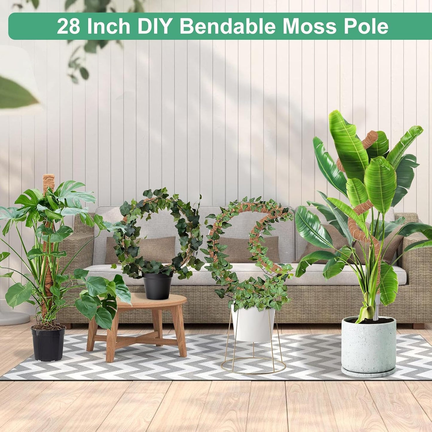 1 Pack Moss Pole, 28 Inch Monstera Plant Support, Moss Poles for Climbing Plants Indoor DIY, Coco Coir Plant Pole Moss Plant Stick Support Stake Kit for Potted Plants, Pothos, Philodendron