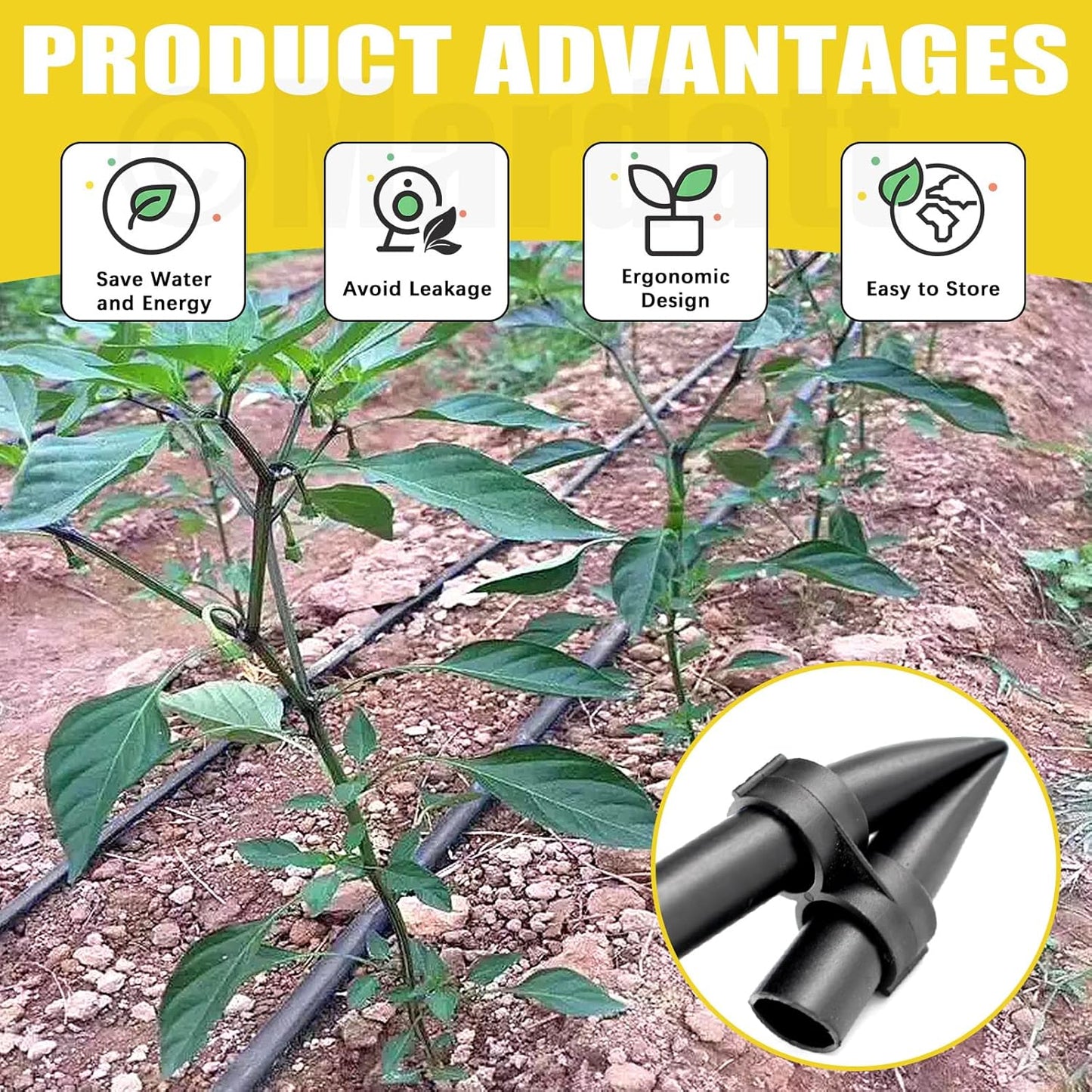 32Pcs Drip Irrigation Tubing Hole Punch & Fitting Insertion Tool with 1/2" 3/8” Drip Tube Closure Connectors End Cap Plugs for 5/8" 25/32" 1" Pipe Garden Greenhouse Agricultural Watering