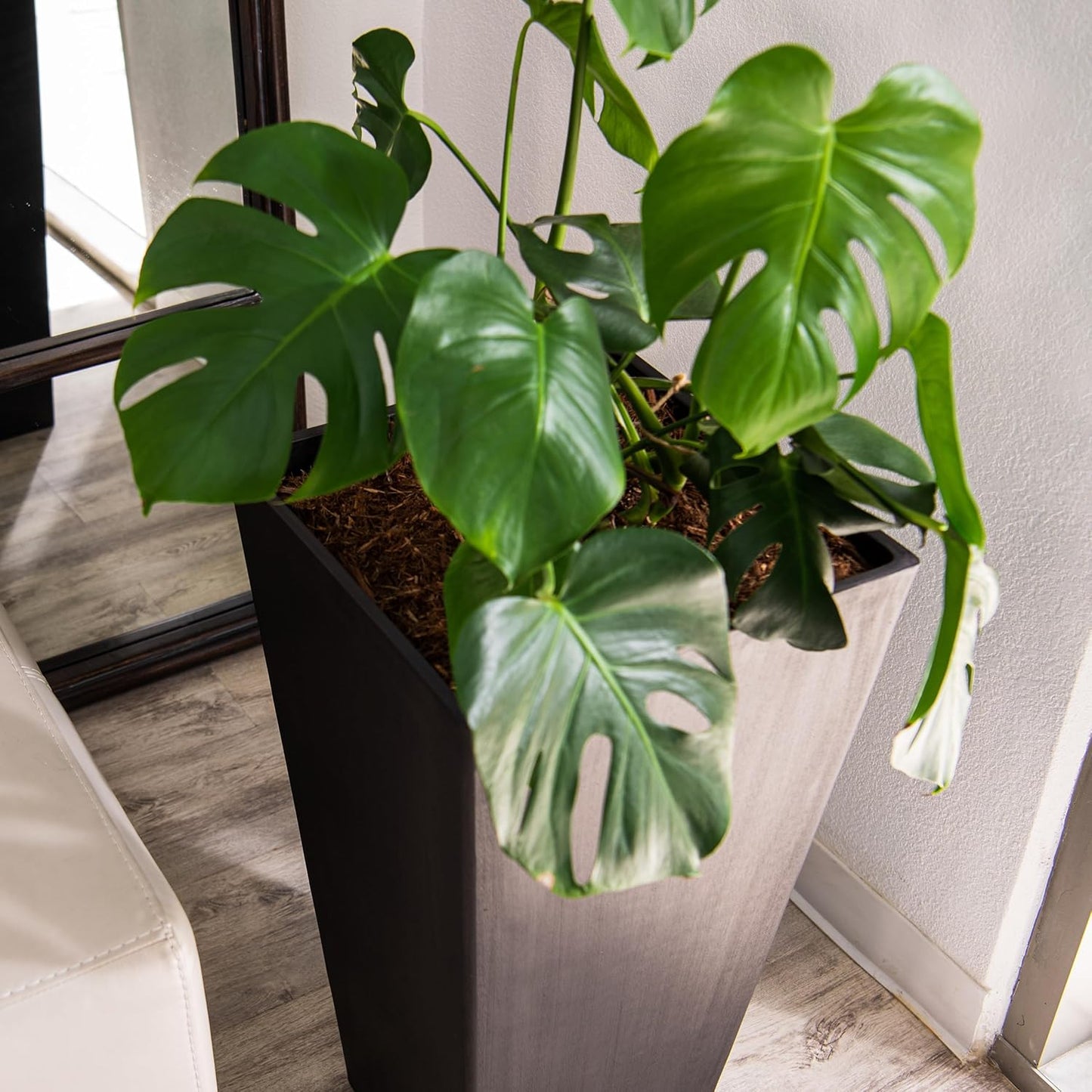 XBrand Modern 28-Inch Square Planter, Modern Tapered Planter Perfect for Indoor & Outdoor, Patio Décor, Set of 2