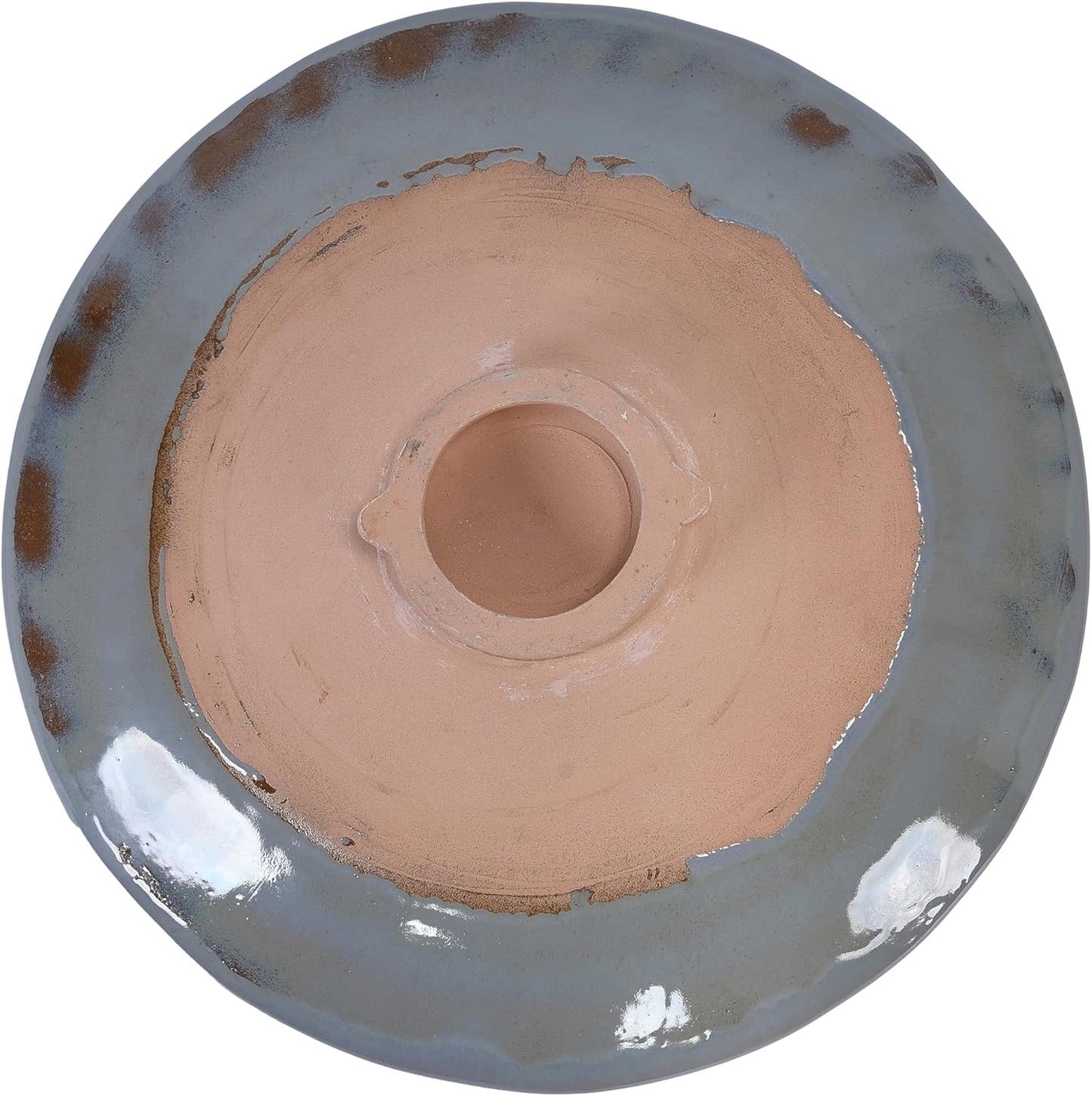 Ceramic Bird Bath for Outside, 16.93 Inch Pedestal Bird Bath Bowls, Blue + Grey Glazed Birdbaths with Floral Embossed Design, Perfect for Outdoors, Garden, Patio, Yard, 18.11 Inch Tall