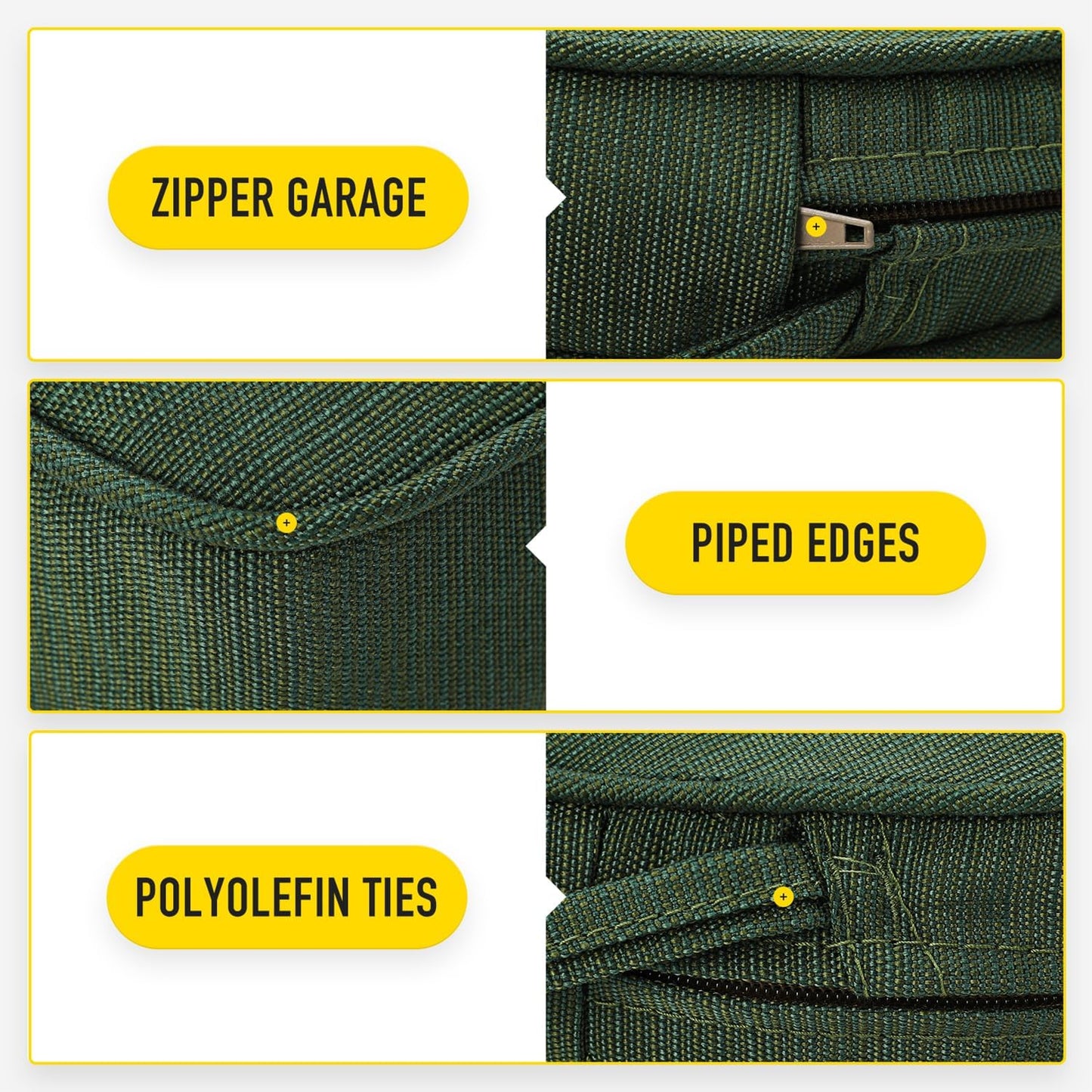 SUNROX Gel Memory Foam Chair Cushions, FadeShield Water-, Stain-Resistant Durable Reversible Seat Cushion Pads with Ties for Indoor/Outdoor Kitchen Dining Office, 19"x19", Set of 4, Heather Fern