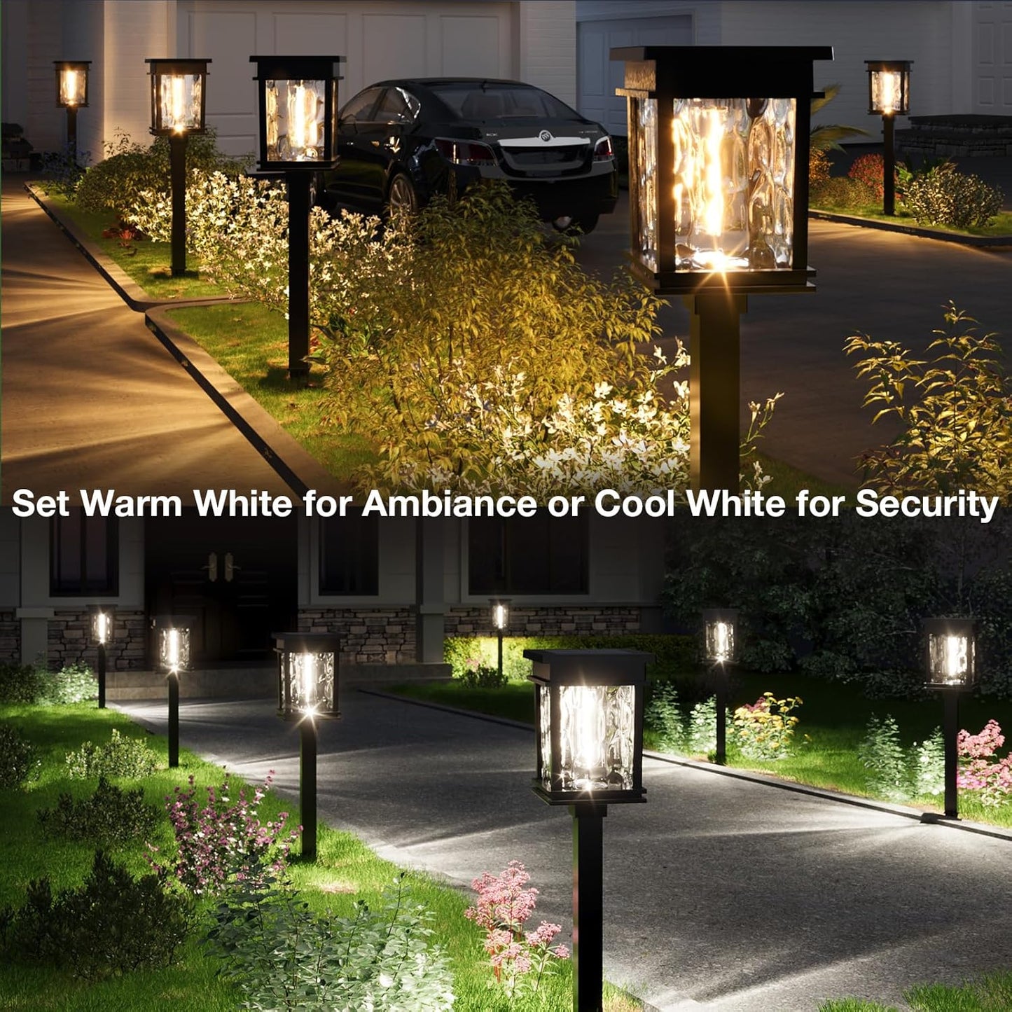 XMCOSY+ Solar Pathway Lights, 50 LM Bright Solar Lights, Garden Outdoor Waterproof Light IP65, 2-in-1 Landscape Lighting, Outdoor Light for Yard, Path, Walkway, Driveway (Warm & Cool)
