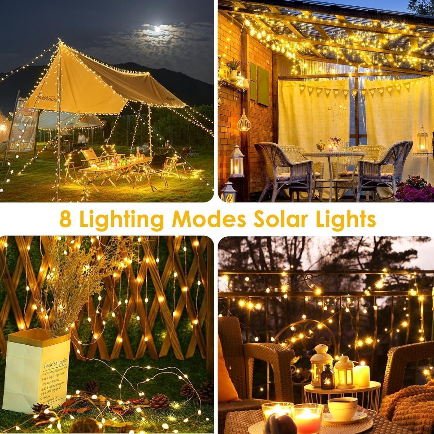 Extra-Long Solar String Lights for Outside, 6 Pack 600LED Solar Fairy Lights Outdoor Waterproof, Copper Wire with 8 Modes Solar Twinkle Lights for Tree Garden Party Patio Xmas Decor (Warm White)