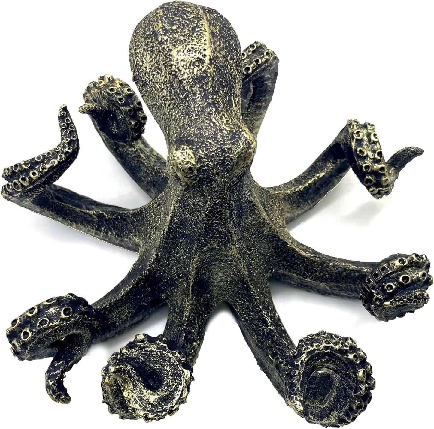 10 Inch Octopus Vintage Statue Sculpture Frgurine Gift for Home Office Living Room Desktop Display Decor Decorative (Gold)